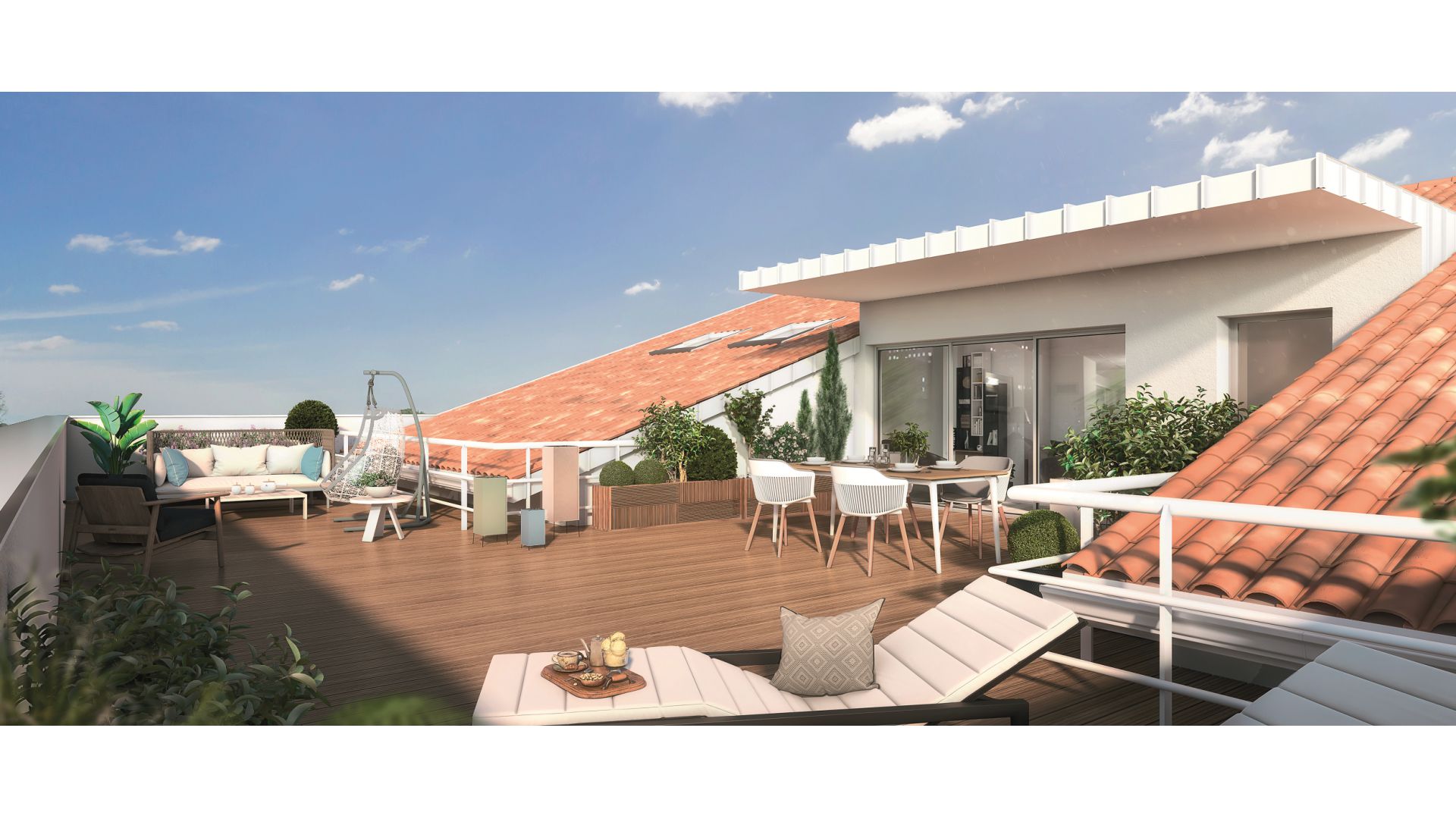 GreenCity immobilier - 31500 Toulouse Roseraie - Parc Romane - rue Louis Plana - appartements neufs du T1 au T4   - vue terrasse