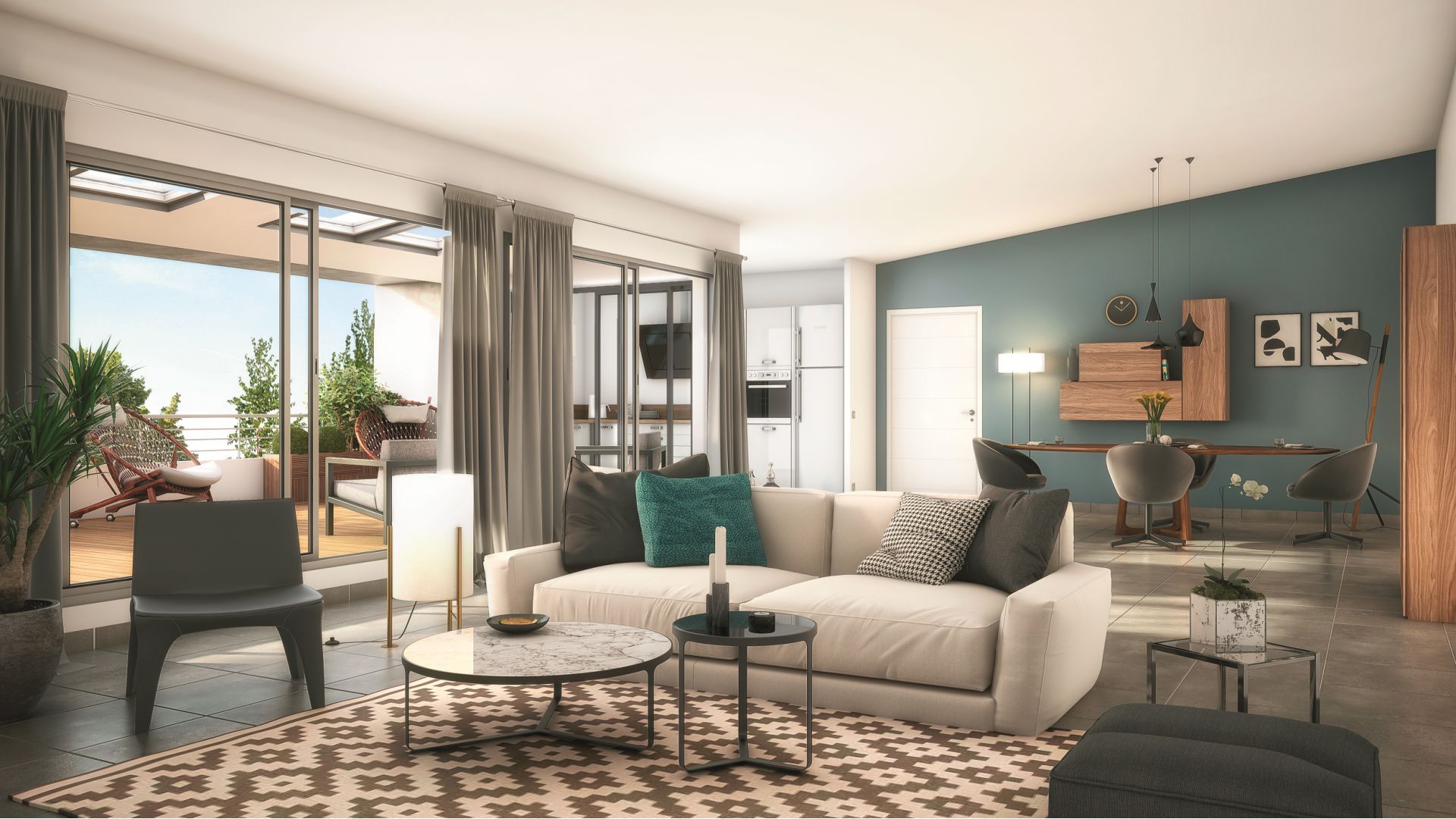 Greencity Immobilier - Résidence Carré Flavia - Toulouse 31400 - appartements neufs du T2 au T4 - vue intérieure