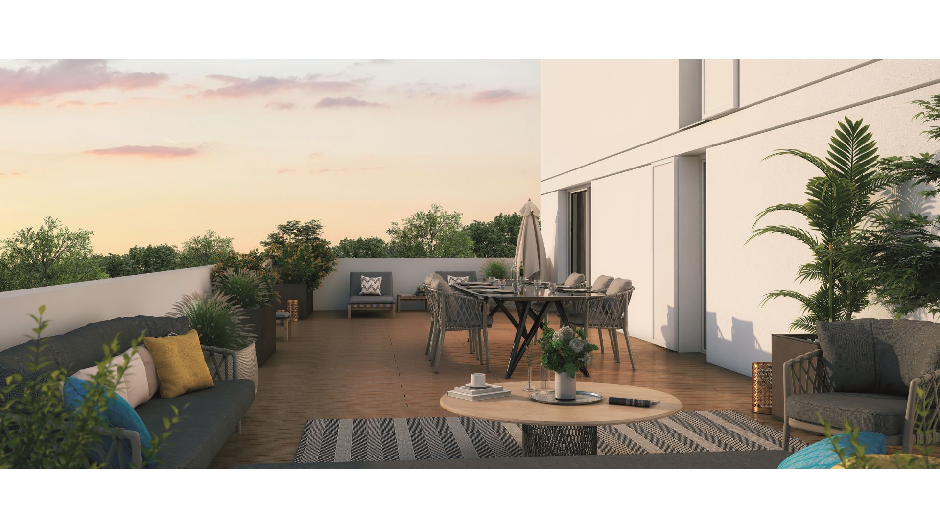 Greencity Immobilier - Résidence Coeur Floréal - 31200 Toulouse Minimes - appartements neufs du T1 au T4 - vue terrasse