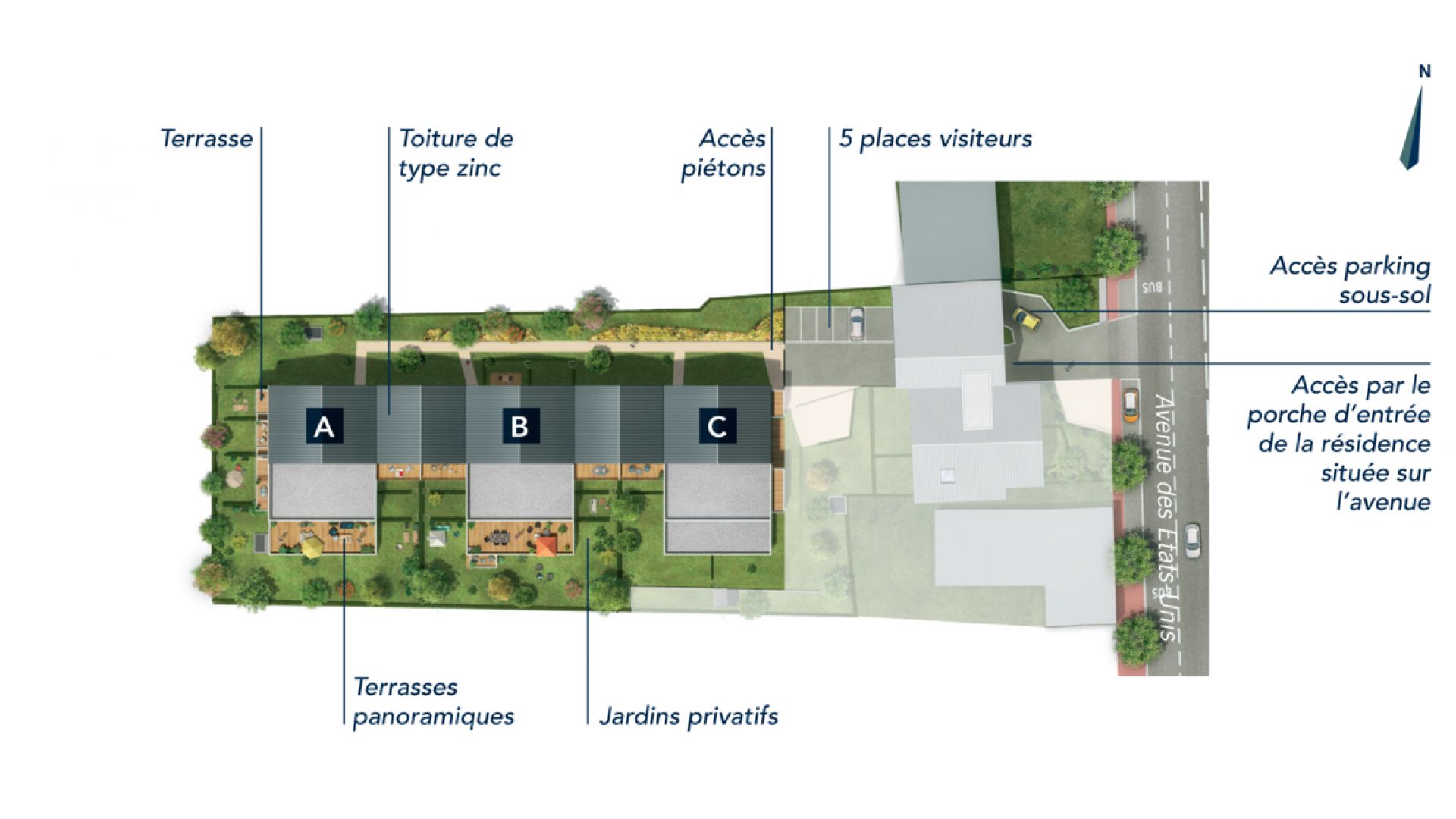 Greencity Immobilier - Résidence Coeur Floréal - 31200 Toulouse Minimes - appartements neufs du T1 au T4   - plan de masse