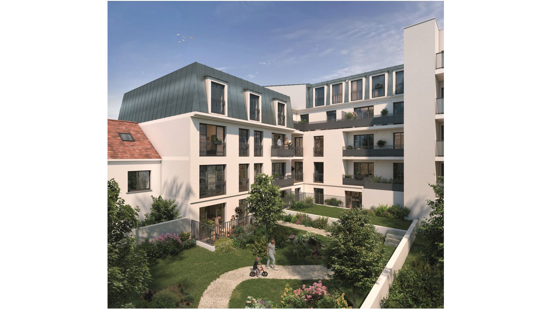 Greencity Immobilier - Cours Boileau - achat appartements neufs du T1 au T5 - Aulnay-sous-Bois - 93600 - vue jardin