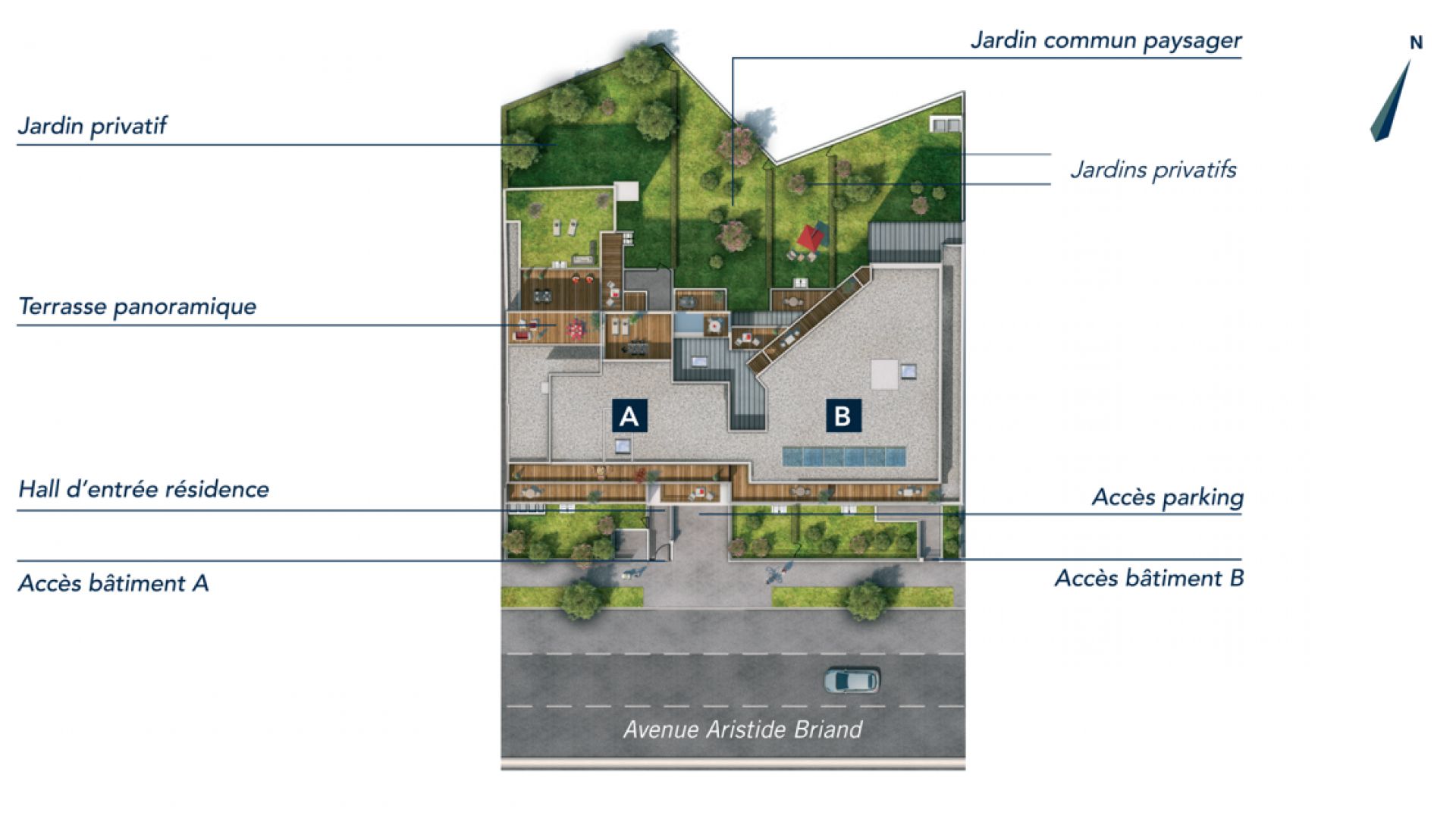 Greencity Immobilier - Résidence Cours Briand - 93190 Livry-Gargan - appartements neufs du T1 au T4Duplex - plan de masse