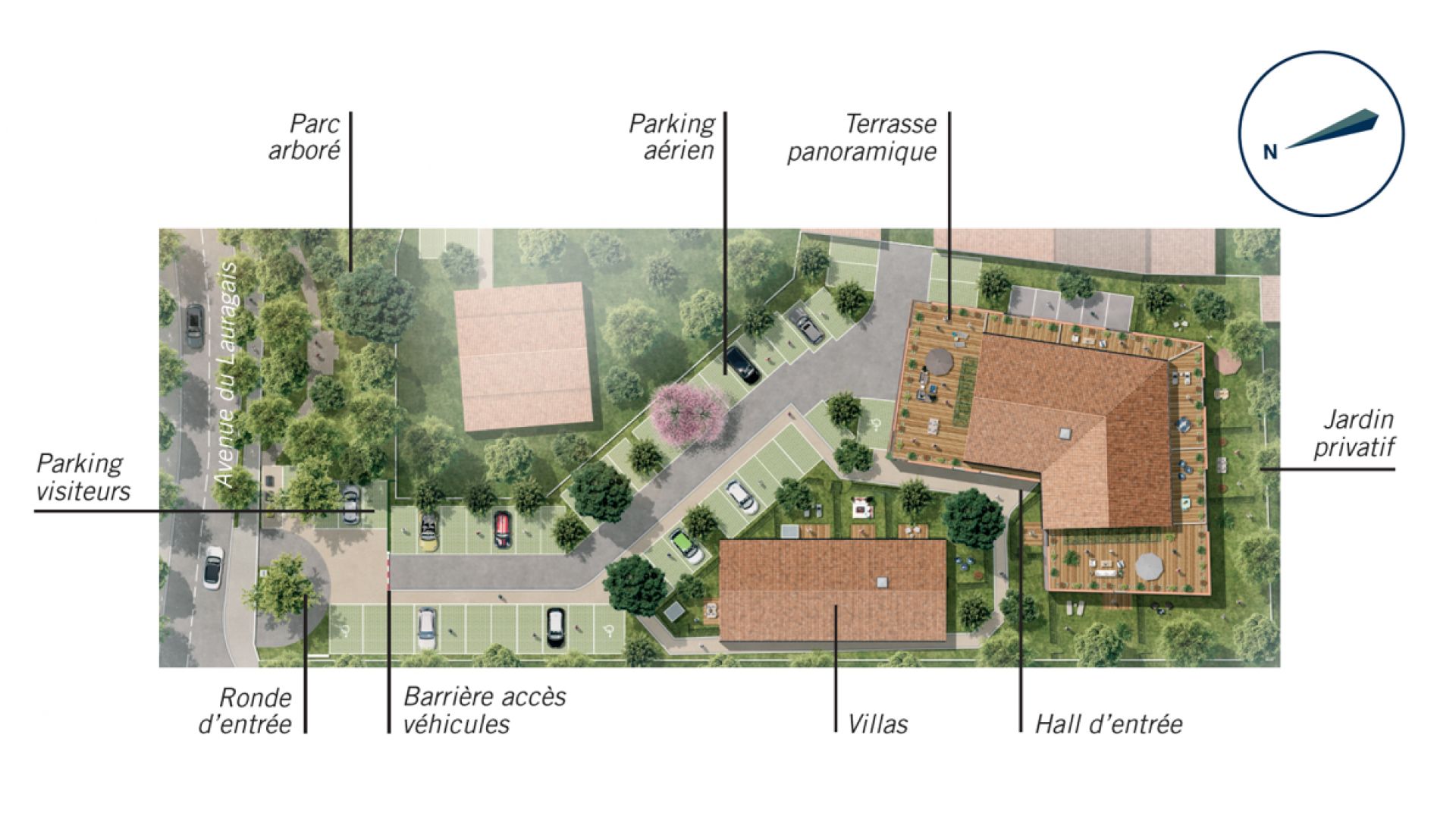 Greencity Immobilier - Résidence Cours Pélissier - 31860 Labarthe-sur-Lèze - achat immobilier neuf - appartements et villas  du T2 au T4 - plan de masse