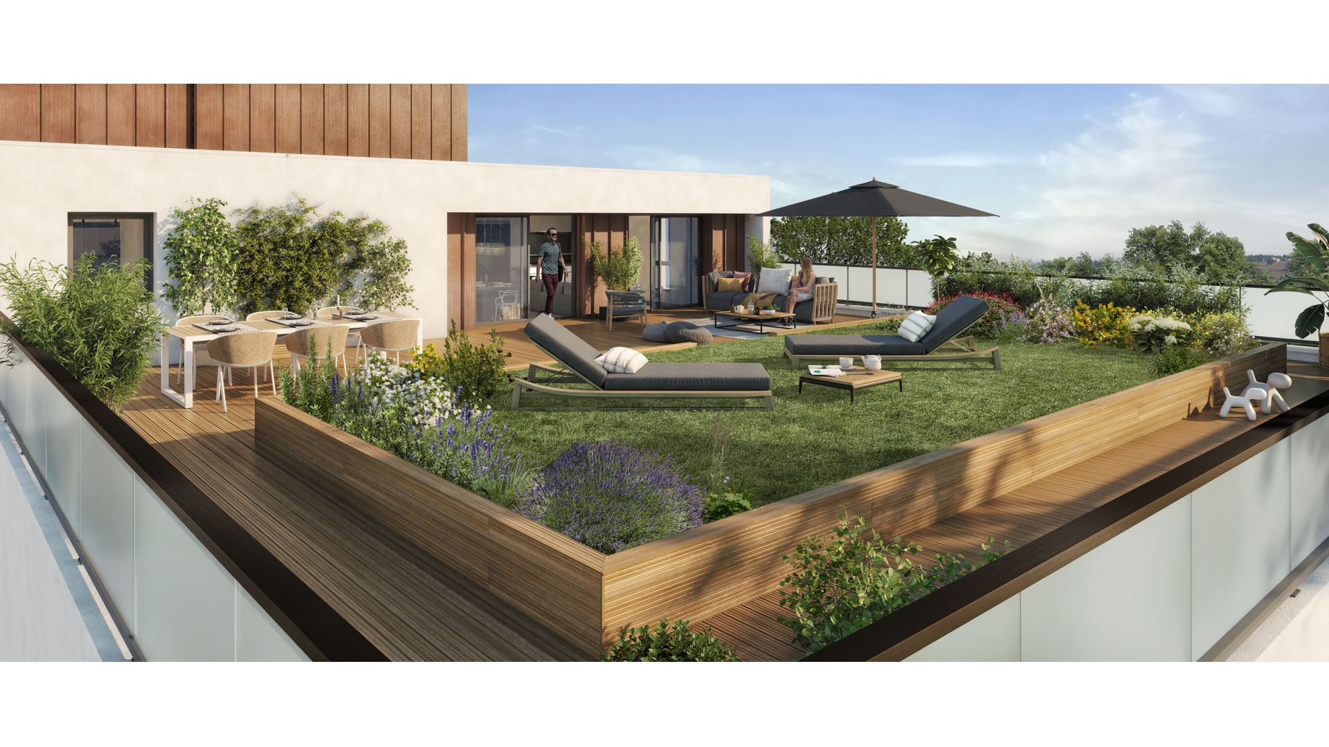 Greencity Immobilier - Grand Horizon - achat appartements du T2 au T4 duplex - Toulouse - Pech David 31400 - vue terrasse