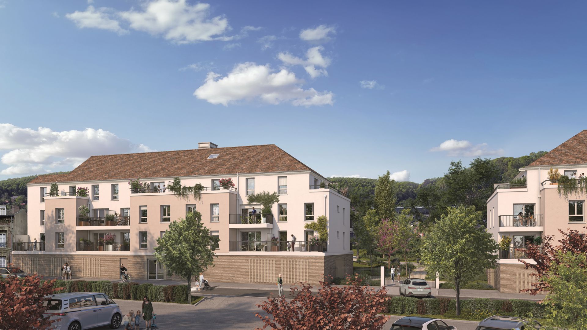 Greencity immobilier - achat appartements - villas neufs T1 et T4 Duplex  - Résidence Jardins Notre Dame - 76500 Elbeuf