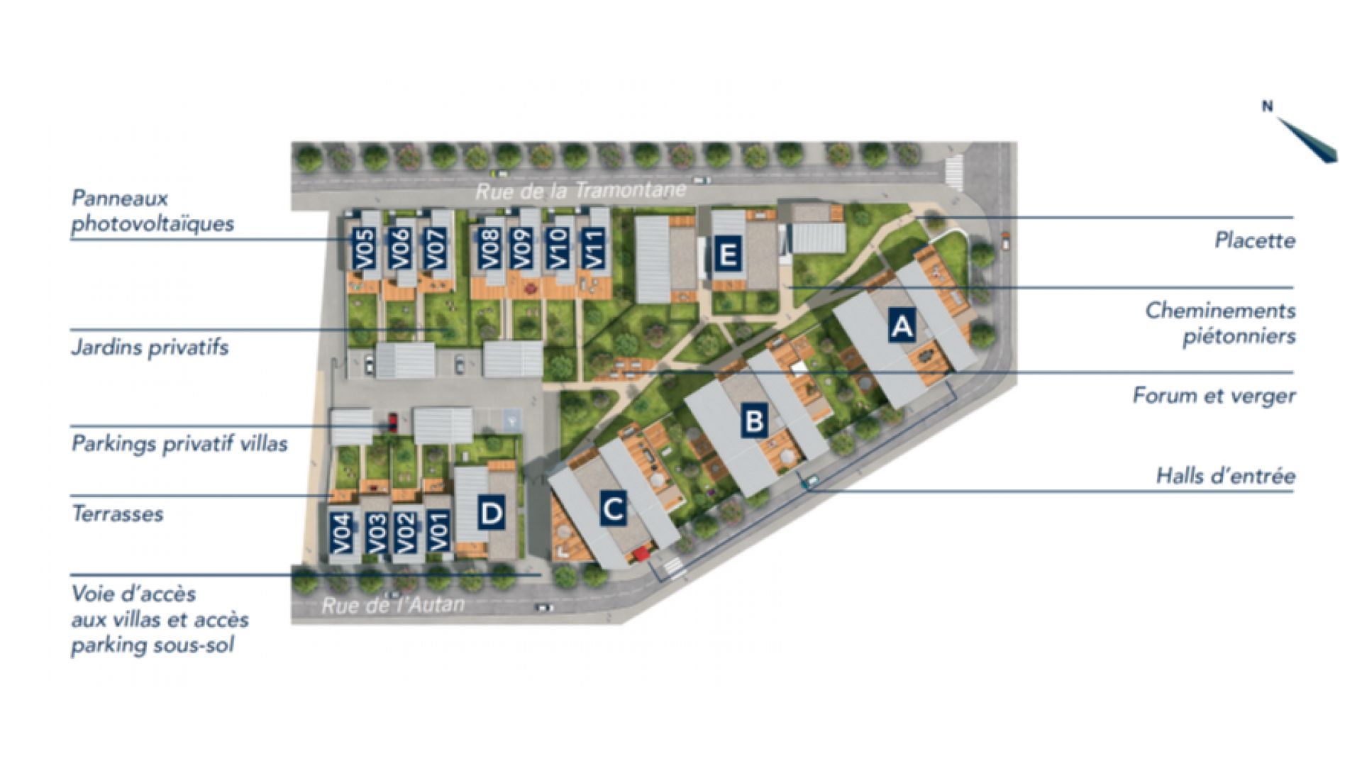 GreenCity immobilier - Blagnac-Beauzelle - 31700 - LB47 - appartements et villas - T2 - T3 - T4 -T5 - plan de masse