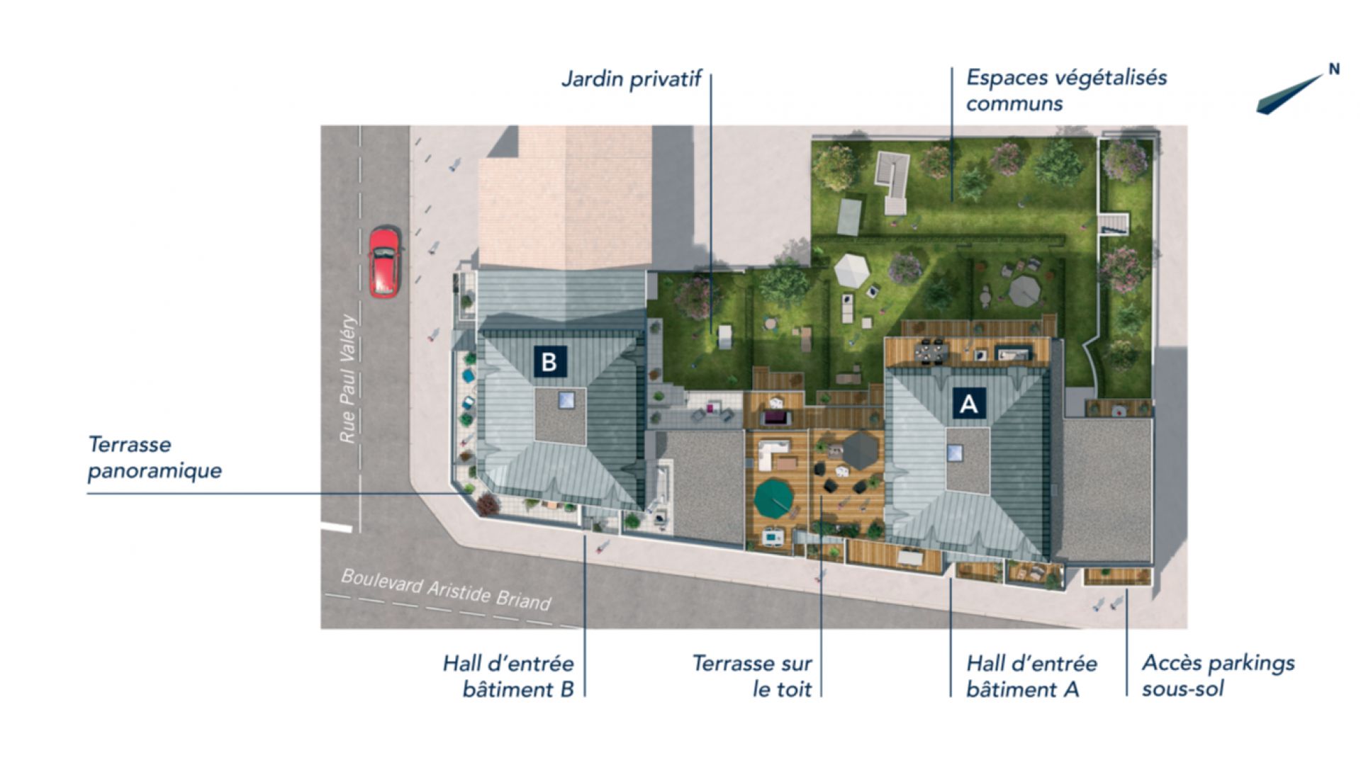 GreenCity immobilier - Savigny sur Orge - Résidence Le Clos D'Ambroise - 91600 - Appartements neufs du T1bis au T4 - plan de masse