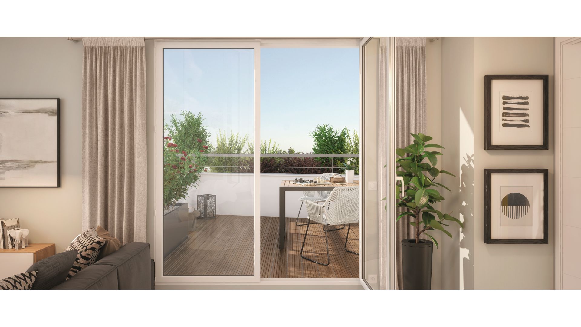 GreenCity immobilier - Toulouse rangueil 31400 - Le clos Juliette - appartements du T2 au T3duplex - vue terrasse