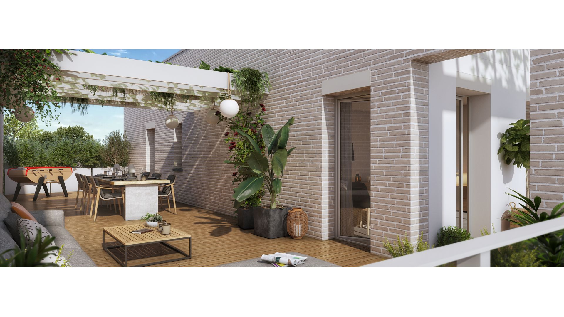 Greencity immobilier - achat appartements et villas neuves du T2 au T5 - Résidence Le Cybèle - 31400 Toulouse Rangueil - vue terrasse