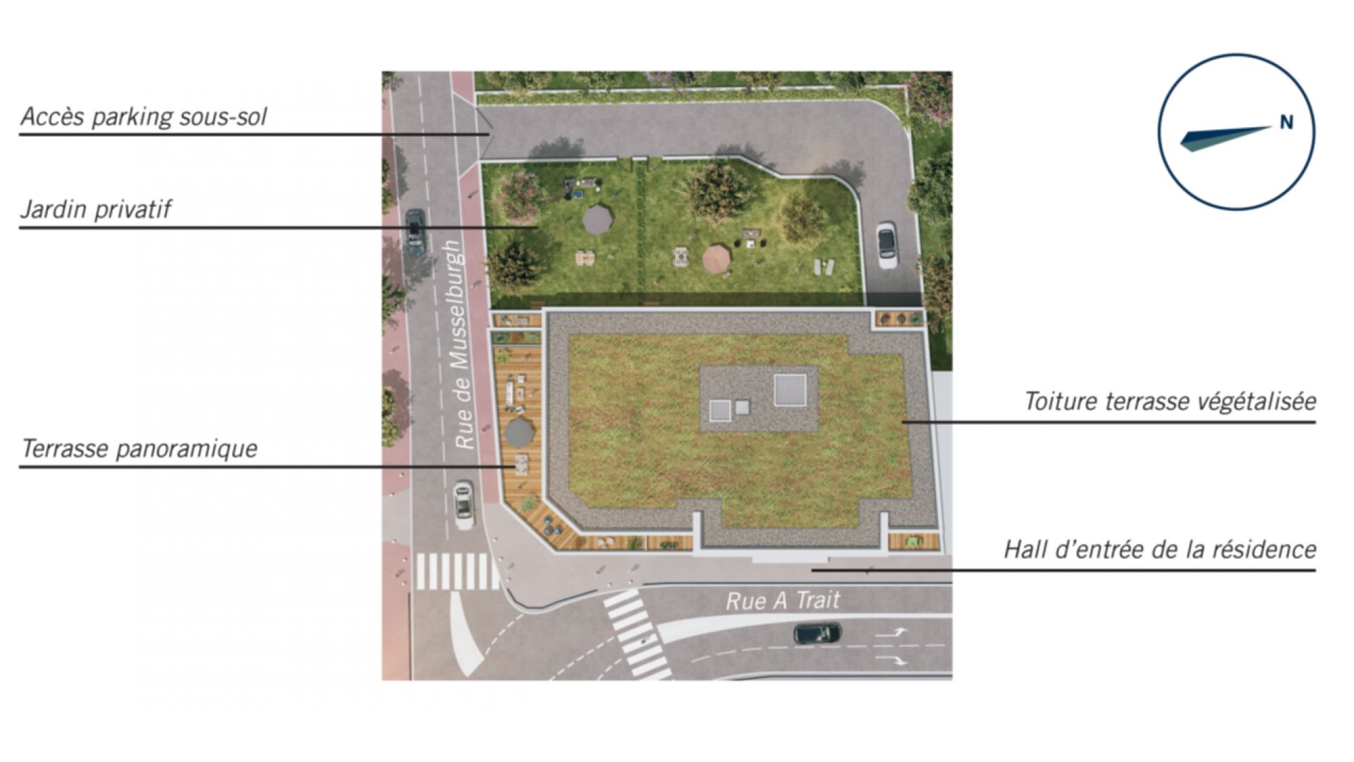 Greencity immobilier - achat appartements neufs du T1 au T4 - Résidence Le Florilège - 94500 Champigny-sur-Marne - plan de masse