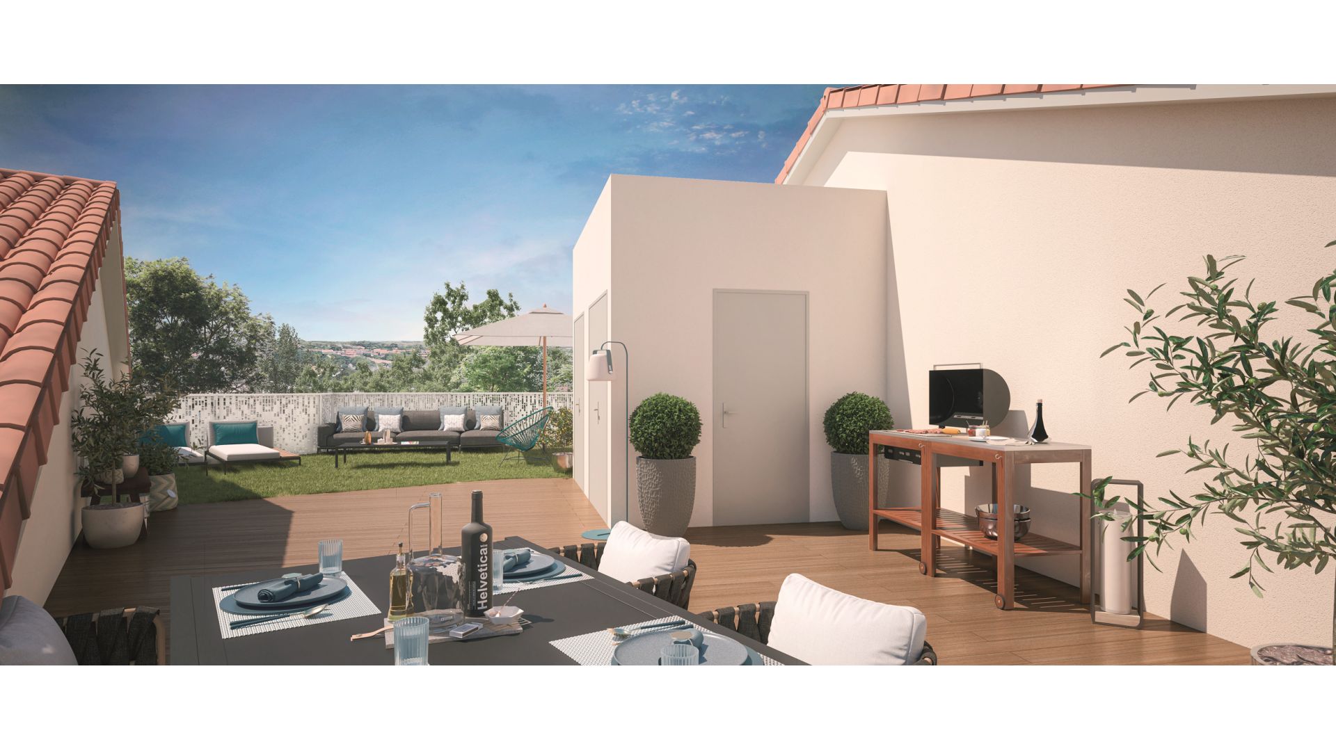 Greencity immobilier - achat appartements neufs du T2 au T5Duplex - Résidence Le Majorelle - 31240 L'Union  - vue terrasse
