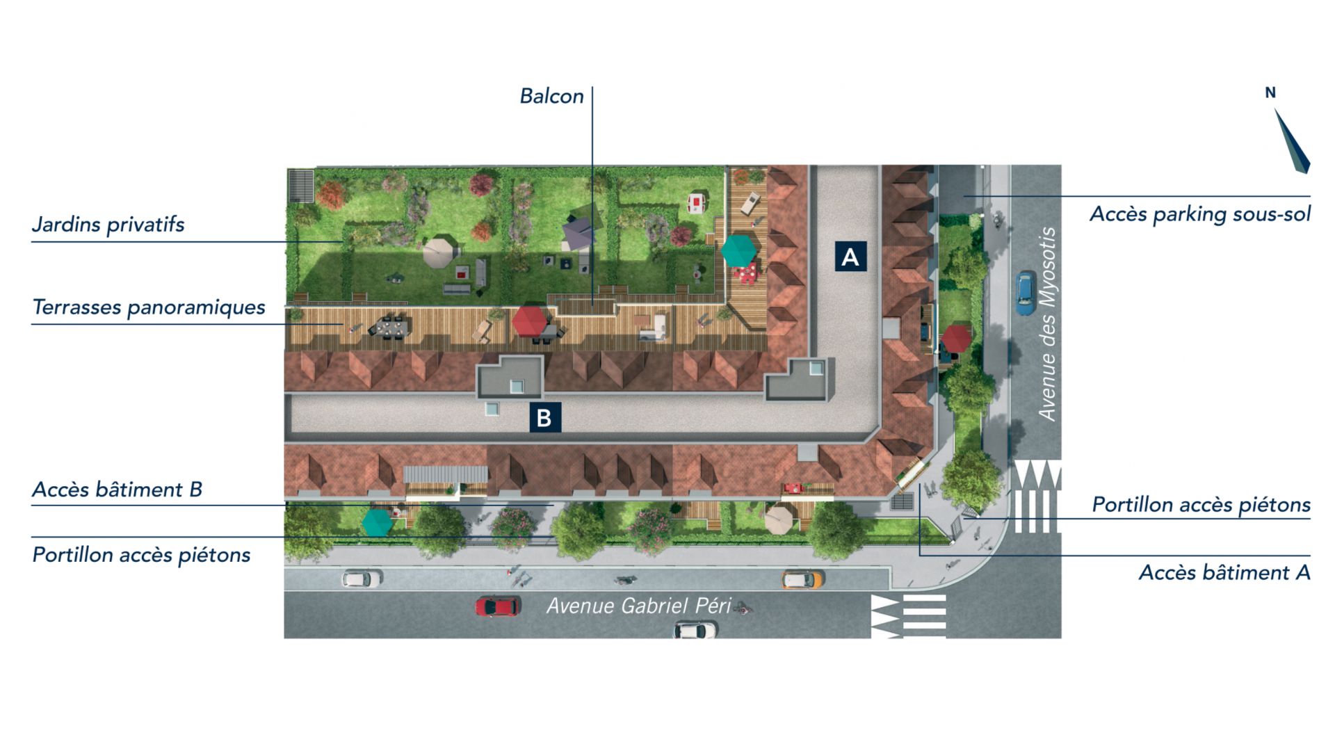 GreenCity immobilier - Montfermeil - 93370 - Résidence Le Médicis - appartements du T1 au T4 - plan de masse