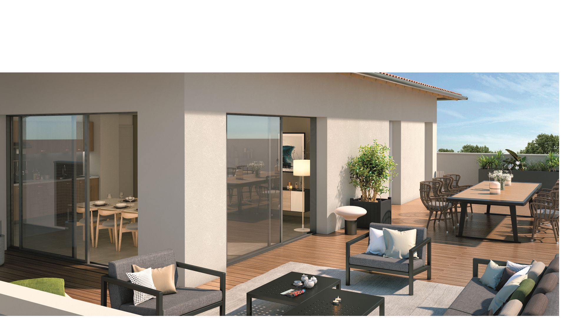 GreenCity immobilier - Le Philharmony  -Castanet Tolosan centre ville - 31320 - appartement du T2 au T5 - vue terrasse