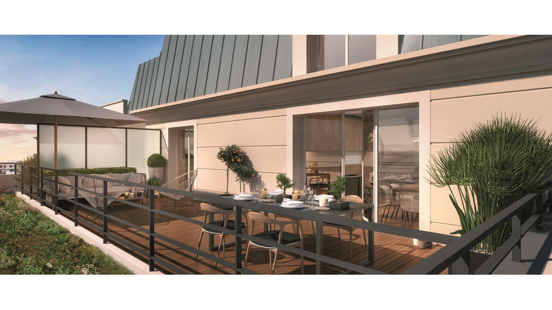 Greencity immobilier - achat appartements neufs du T1 au T4 Duplex - Résidence Le Puccini - 94500 Champigny-sur-Marne - vue terrasse