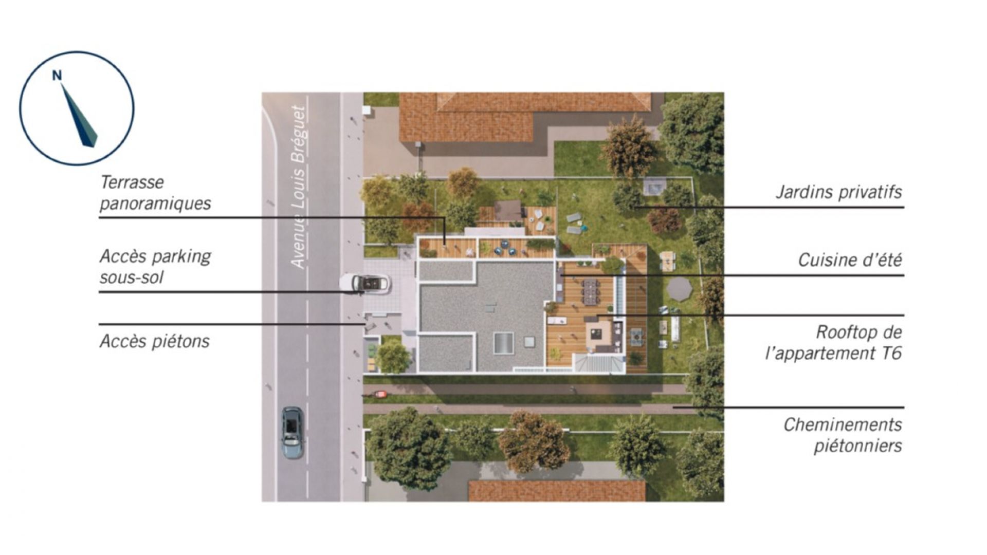 Greencity immobilier - achat appartements neufs du T2 au T6 - Résidence Le Saint-Louis - 31400 - Toulouse Côte Pavé - plan de masse