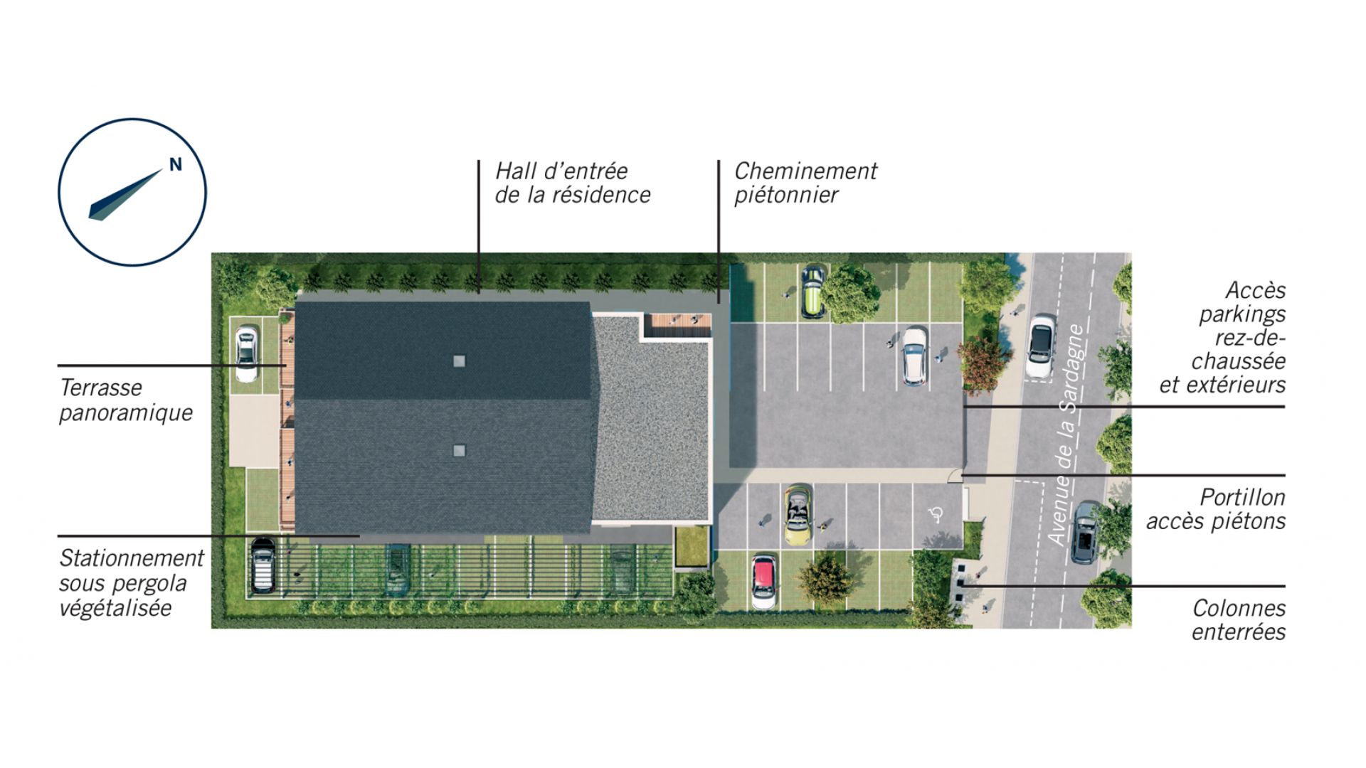 Greencity Immobilier - Résidence Le Saphir - 74300 Cluses - appartements neufs a vendre du T2 au T4 - plan de masse