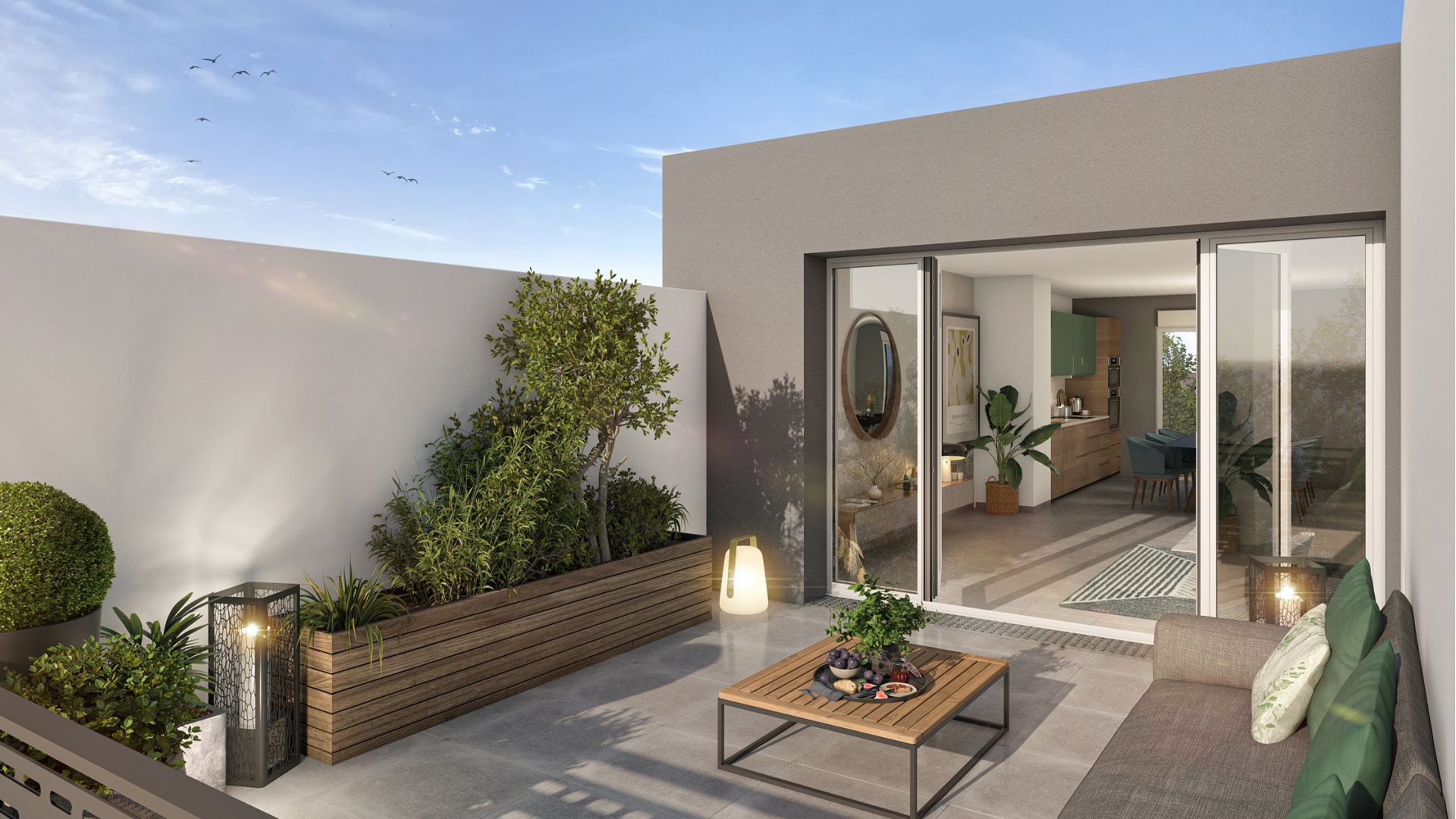 Greencity immobilier - achat appartements neufs du T2 au T4 - Résidence Le Silvance - 77380 Combs-La-Ville - vue terrasse