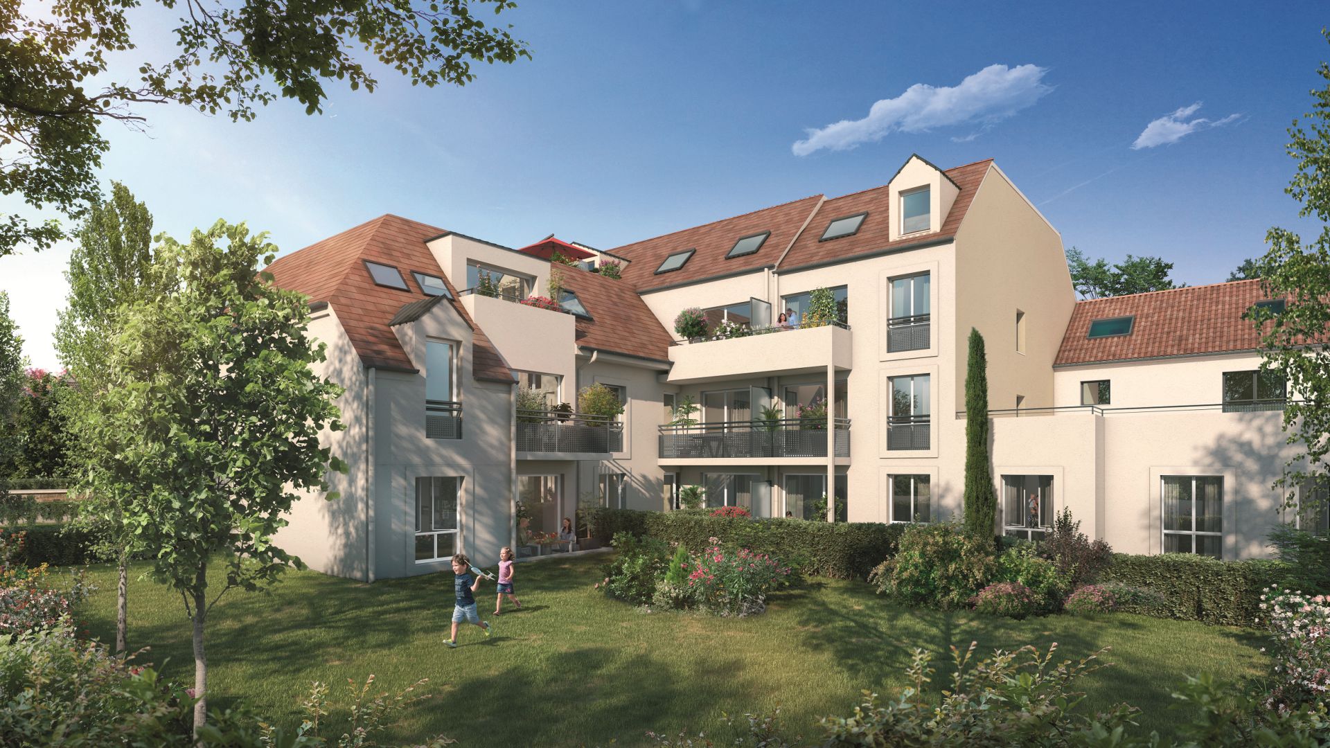 Greencity Immobilier - Le Sisley - achat appartements du T2 au T4 - Pontault-Combault 77340 - vue jardin