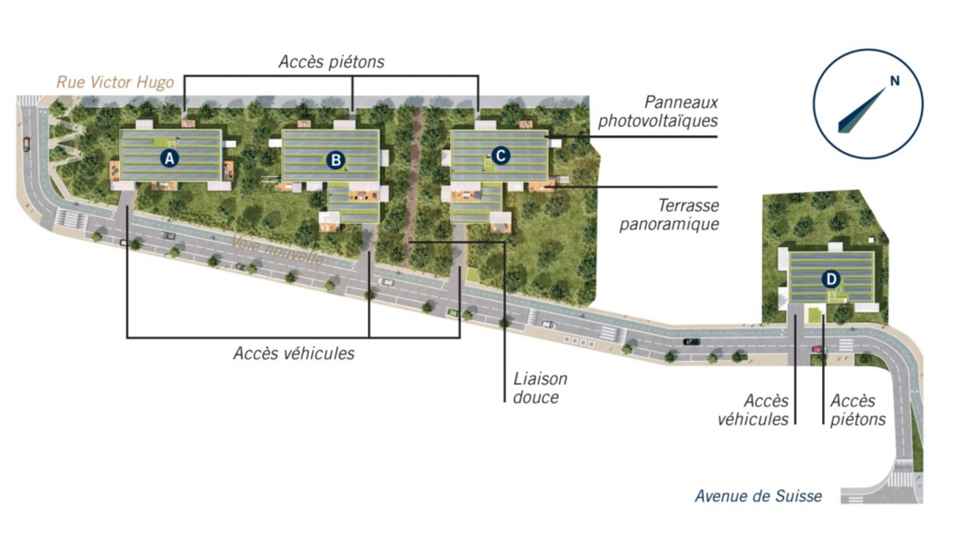 Greencity Immobilier - Résidence Le Solstice  - achat appartements neufs du T2 au T5 - Ramonville Saint-Agne 31520 - plan de masse