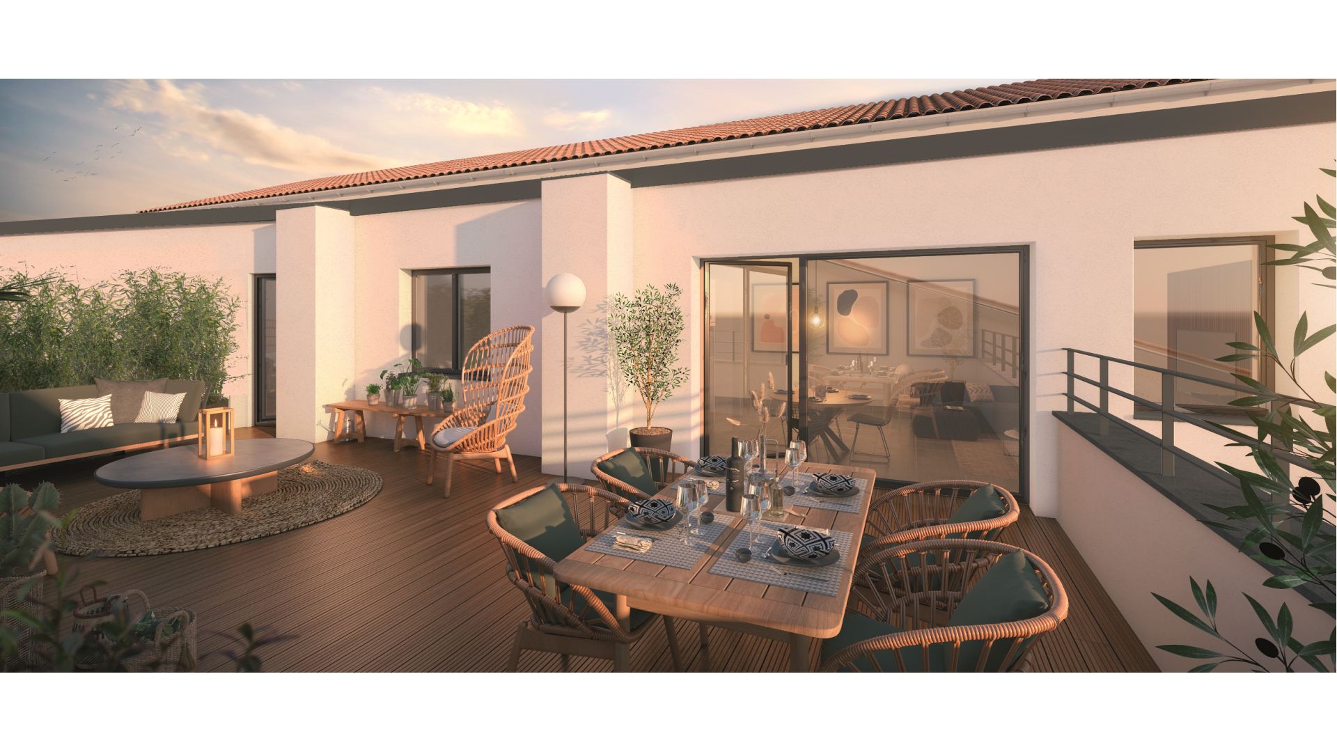 Greencity immobilier - achat appartements neufs du T2 au T3 - Résidence Le Toscan - 31600 Muret Centre ville - vue terrasse