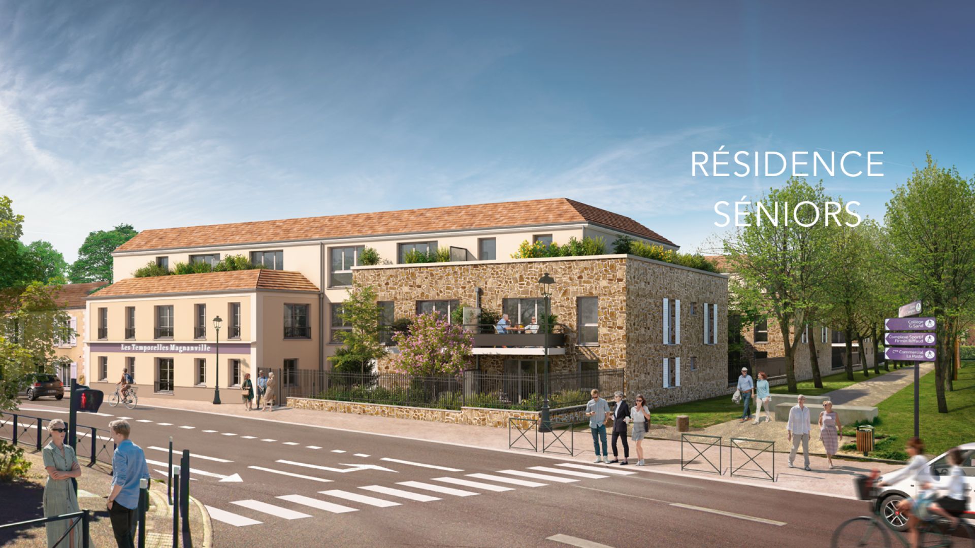 Greencity immobilier - achat appartements neufs du T1Bis au T3 - Résidence séniors Les Temporelles Magnanville - 78200 Magnanville