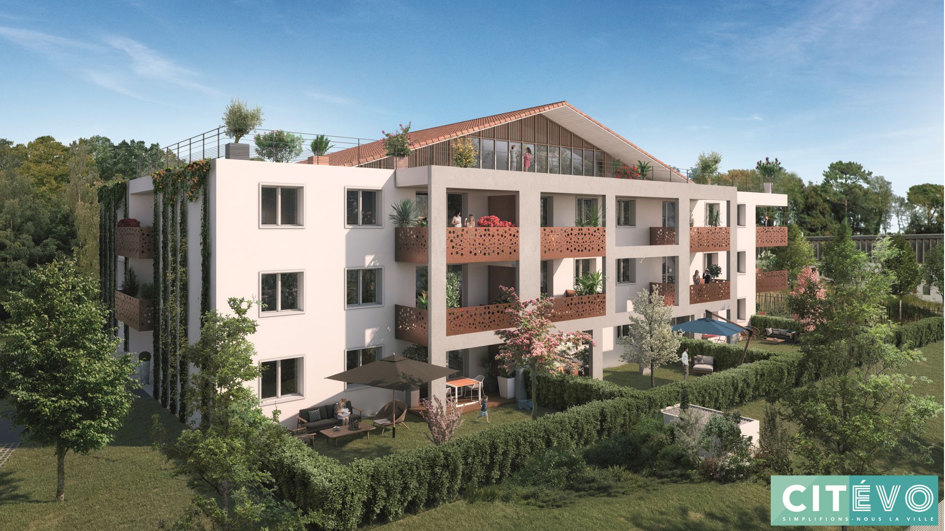 Greencity immobilier - achat appartements neufs du T2 au T5 - Résidence Les Terrasses de Piquessary - Boucau 64340