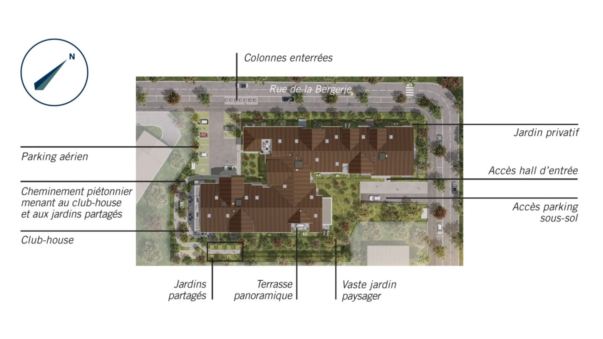 Greencity immobilier - achat appartements neufs du T2 au T3 - Résidence séniors - Les Villages d'Or Cessy - 01170 Cessy - plan de masse