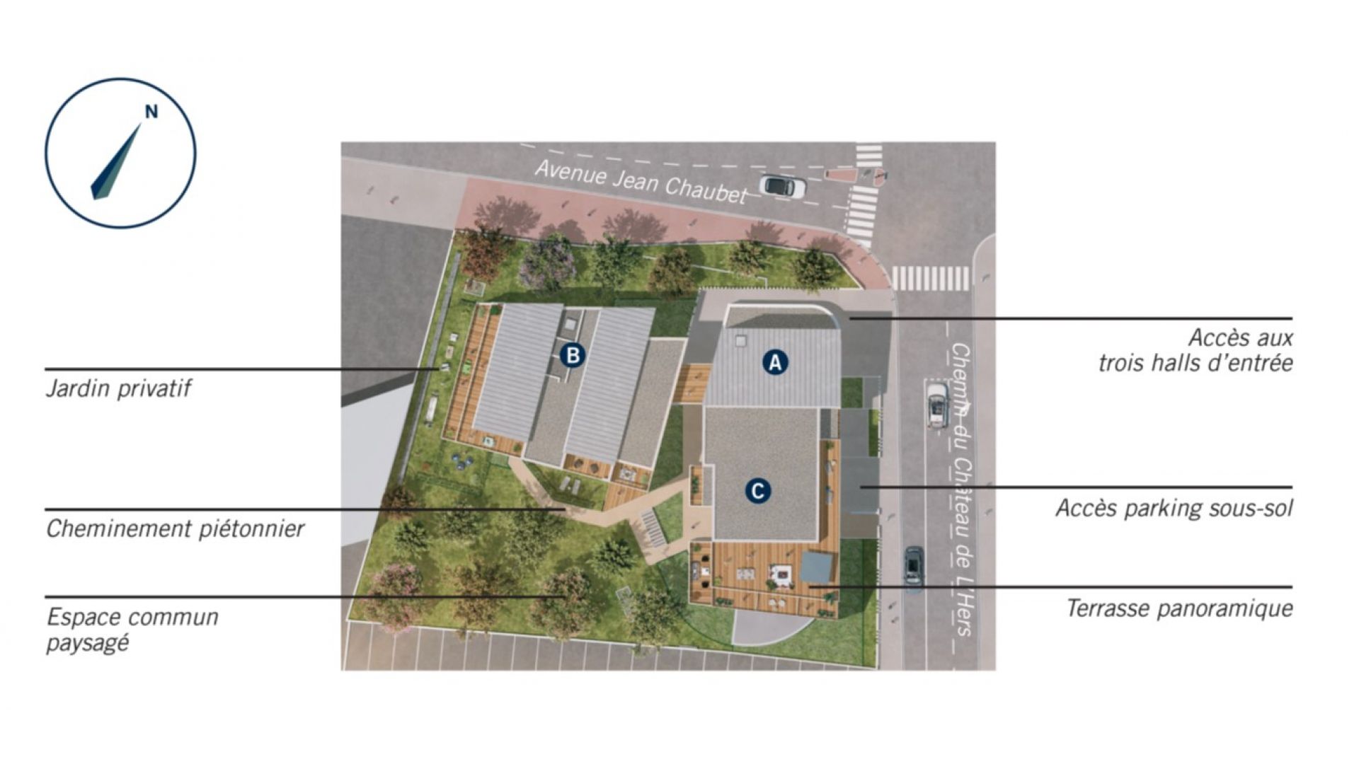 Greencity immobilier - achat appartements neufs du T2 au T4 - Résidence L'Impulsion - Toulouse 31500  - plan de masse