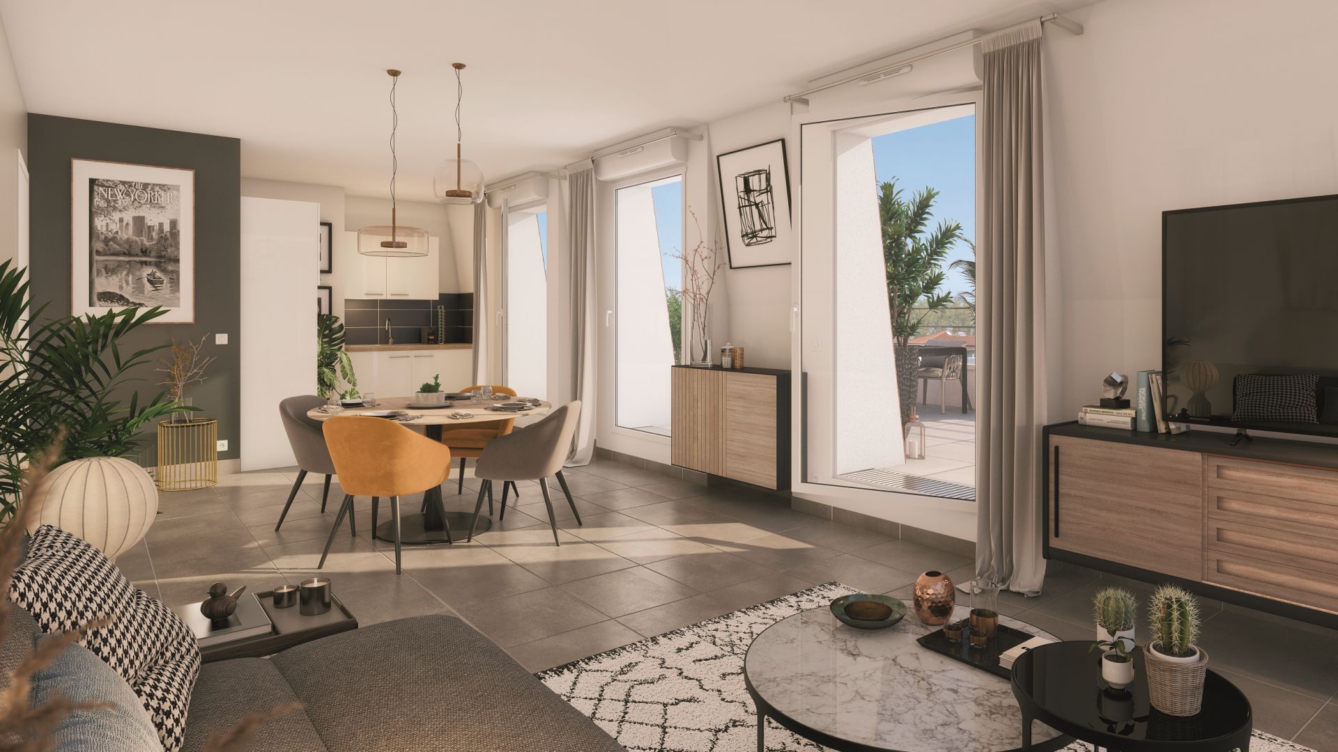 Greencity immobilier - achat appartements neufs du T1 au T3 - Résidence L'Olympie - 78250 Meulan-en-Yvelines - vue intérieure
