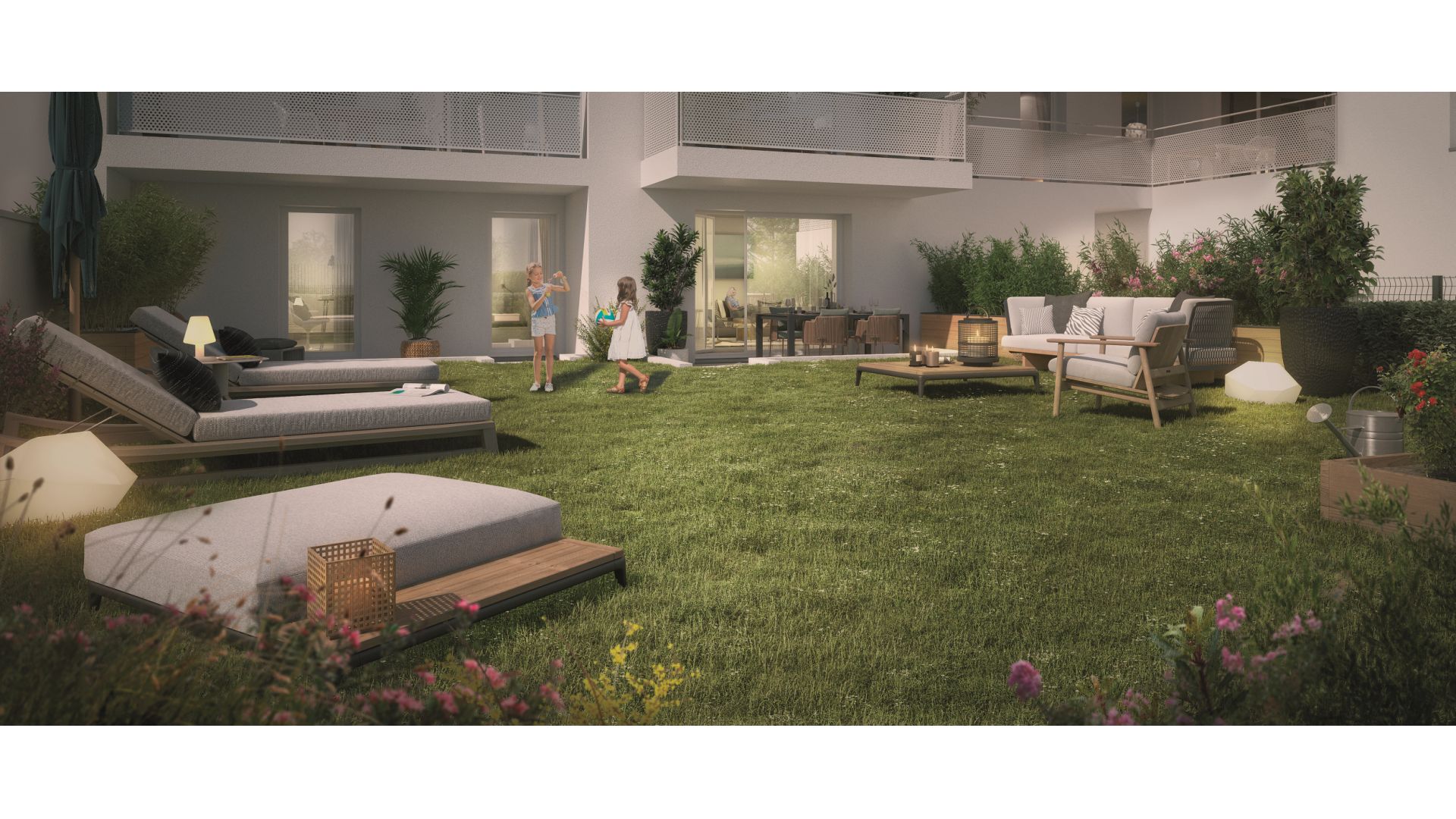 Greencity immobilier - achat appartements neufs du T1 au T3 - Résidence L'Olympie - 78250 Meulan-en-Yvelines - vue terrasse