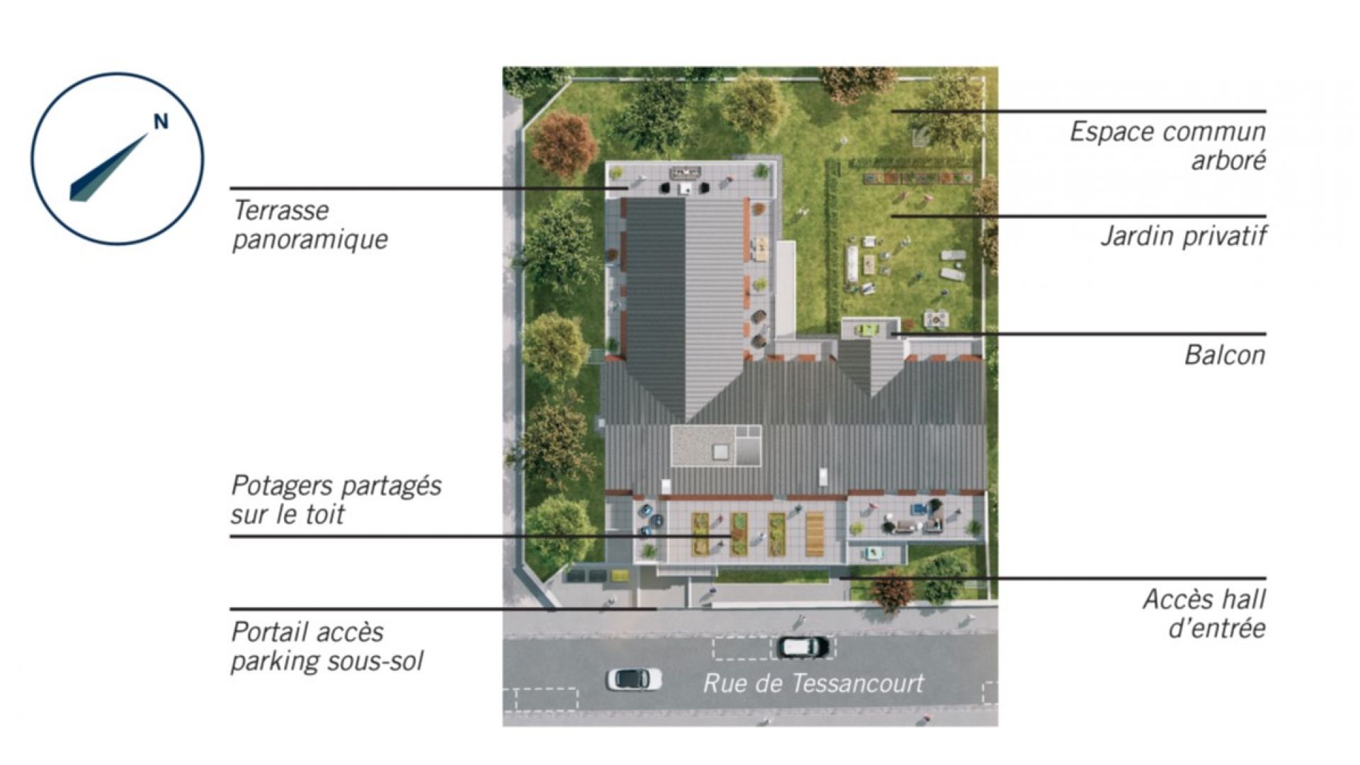 Greencity immobilier - achat appartements neufs du T1 au T3 - Résidence L'Olympie - 78250 Meulan-en-Yvelines - plan de masse