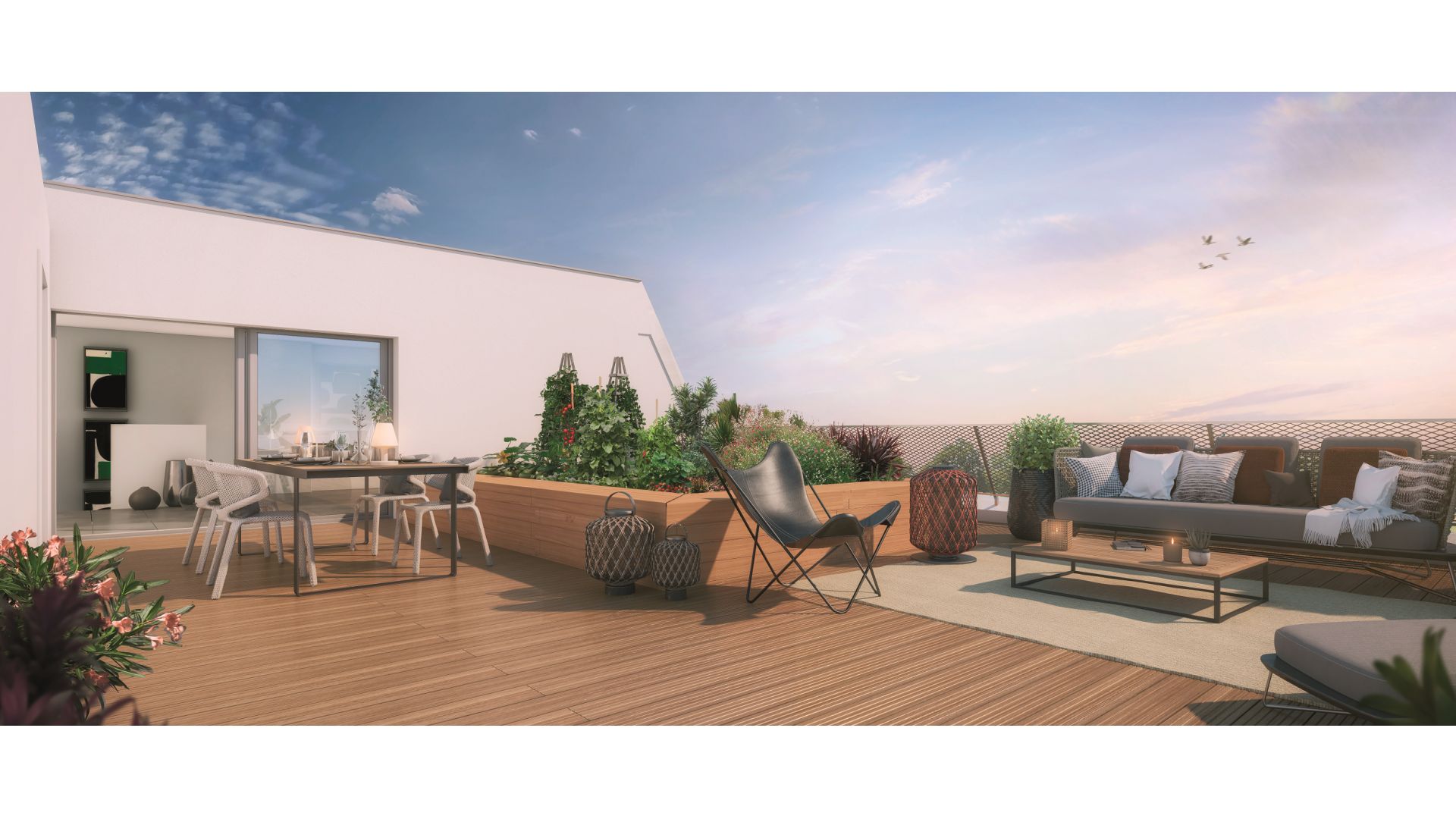 Greencity immobilier - achat appartements neufs du T1Bis au T6Duplex - Résidence MeetCity - 31700 Beauzelle - vue terrasse