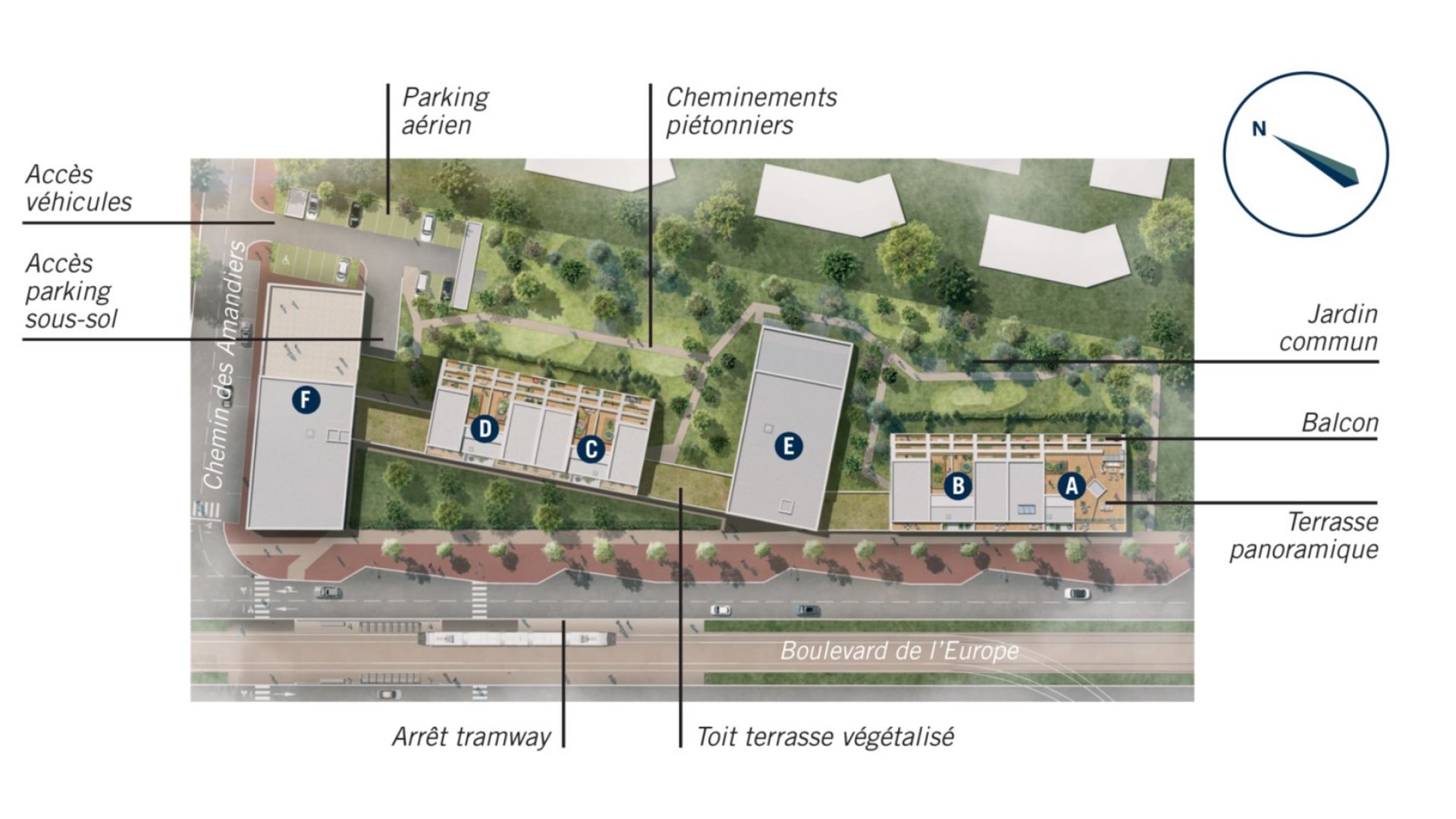 Greencity immobilier - achat appartements neufs du T1Bis au T6Duplex - Résidence MeetCity - 31700 Beauzelle - plan de masse