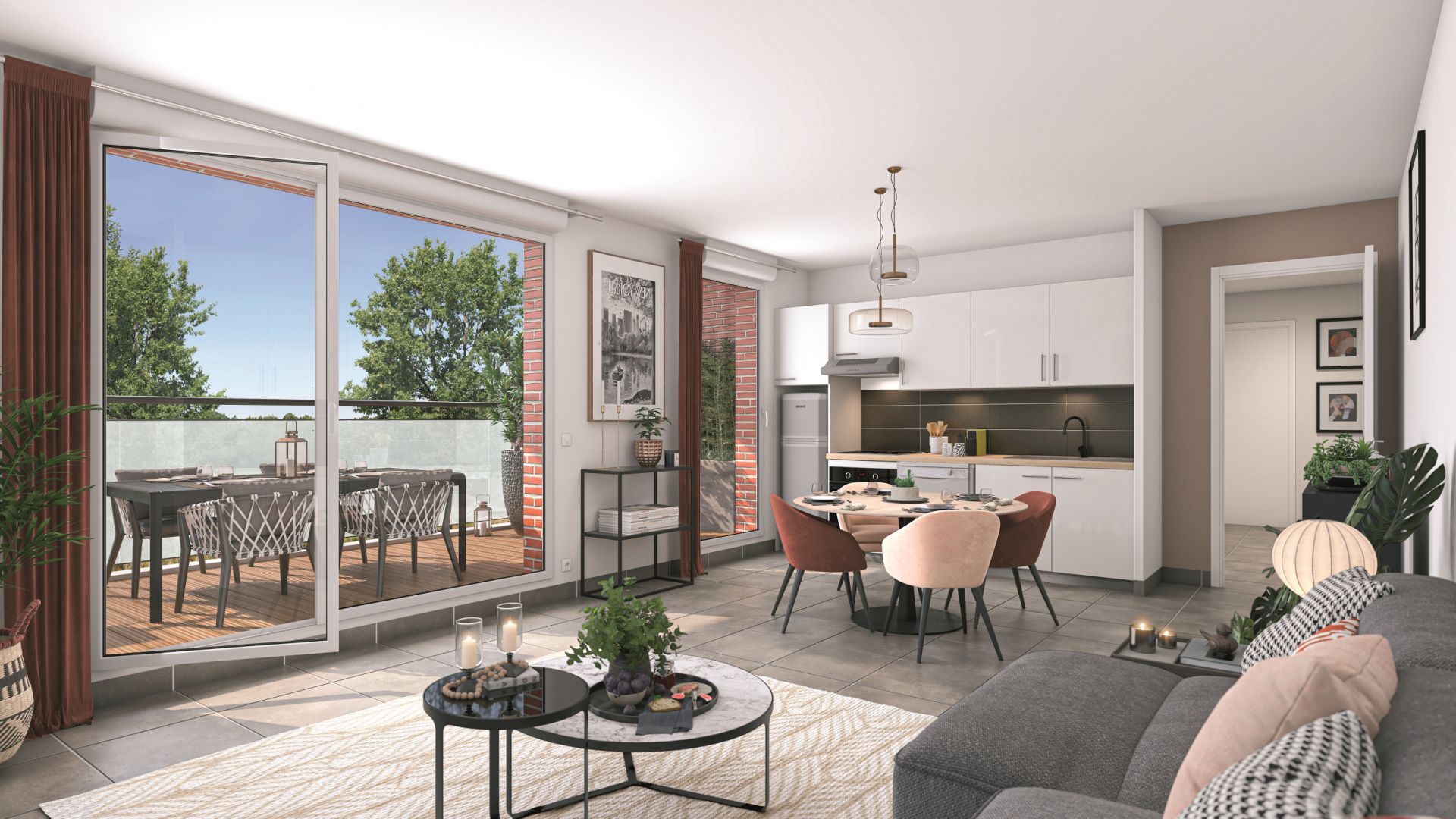 Greencity immobilier - achat appartements neufs du T2 au T3 - Résidence Le Montéverdi 1 - 31600 Eaunes - vue intérieure