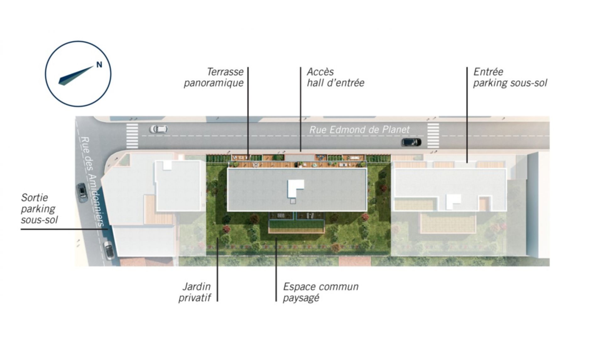 Greencity Immobilier - Résidence O Brienne - achat appartements neufs du T1 au T4 - Toulouse 31000 - plan de masse
