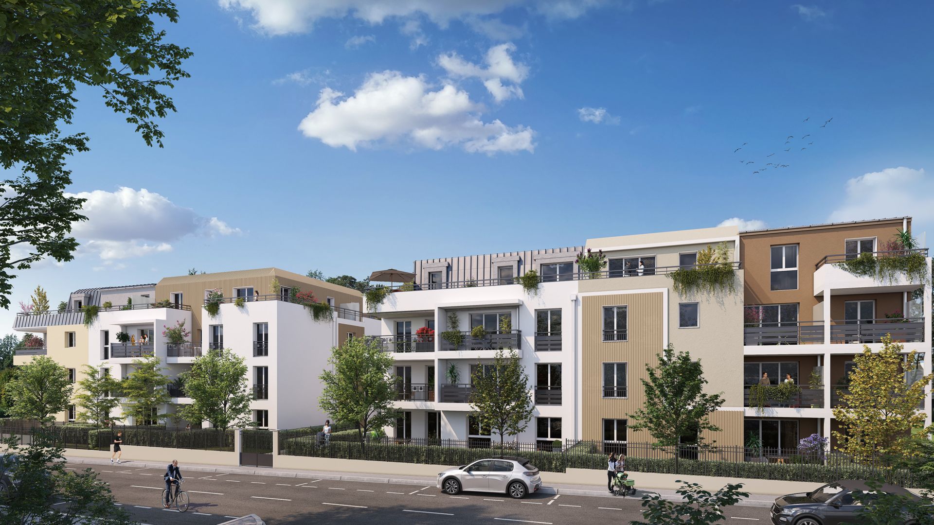 Greencity immobilier - achat appartements neufs du T1Bis  au T3Bis - Villas T5  - Résidence Ondulation - Limay 78520