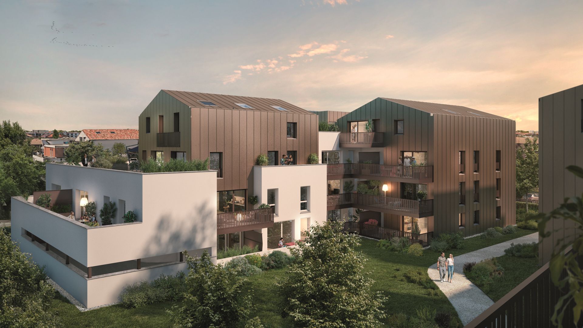 Greencity immobilier - achat appartements neufs du T2 au T4 - Résidence Open Garden - 31200 Toulouse Croix Daurade  - vue jardin