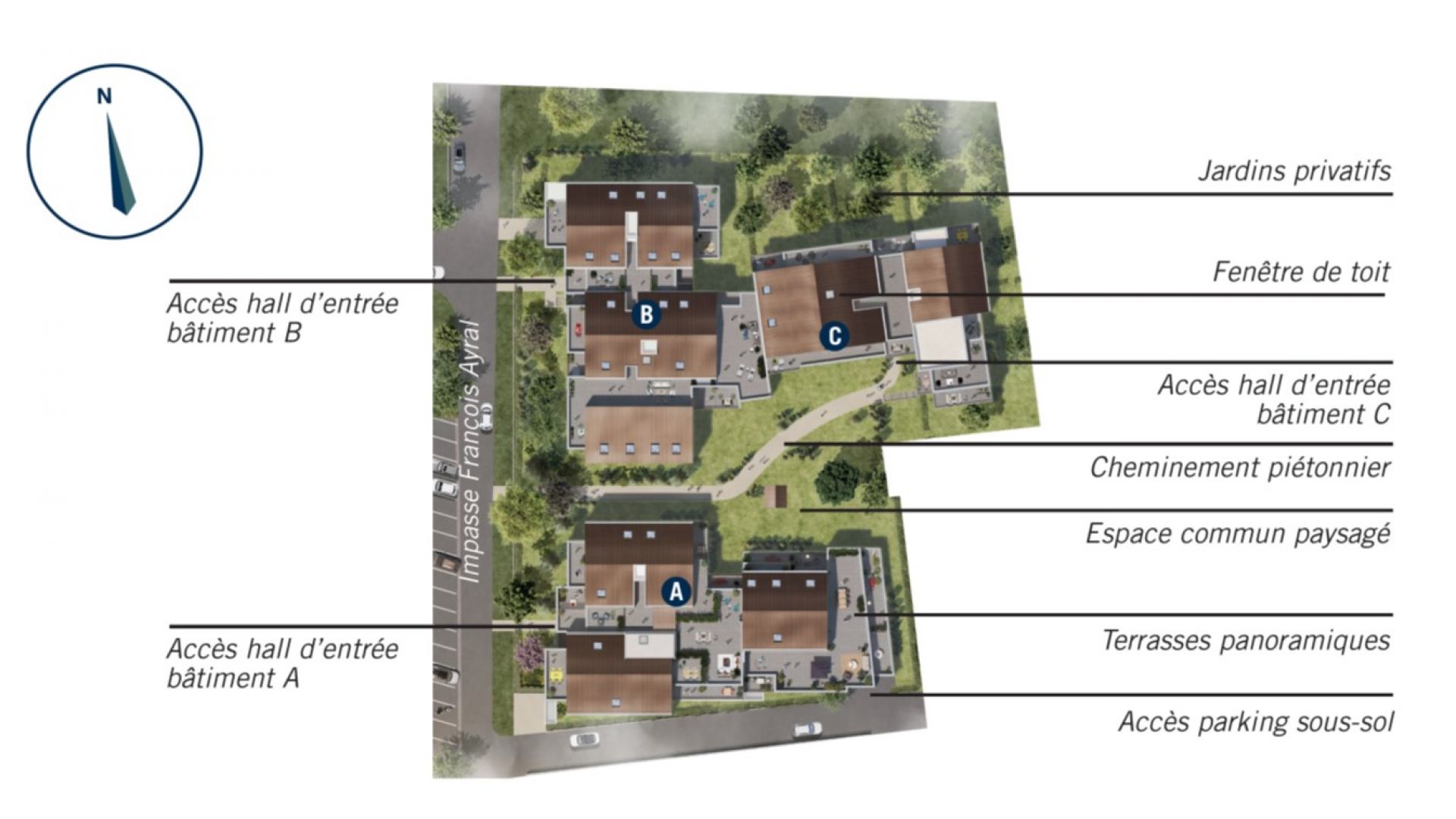 Greencity immobilier - achat appartements neufs du T2 au T4 - Résidence Open Garden - 31200 Toulouse Croix Daurade   - plan de masse