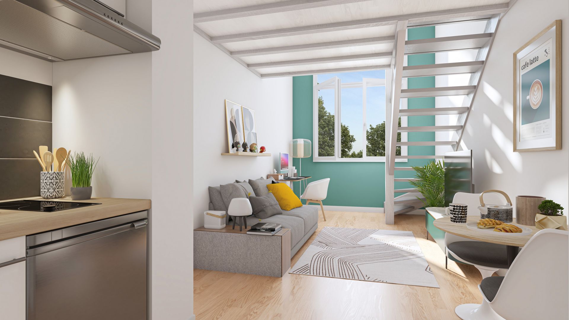 Greencity immobilier - achat appartements neufs du T1 au T1 bis - Résidence coworking - Oxford Lab - 31130 Quint-Fonsegrives