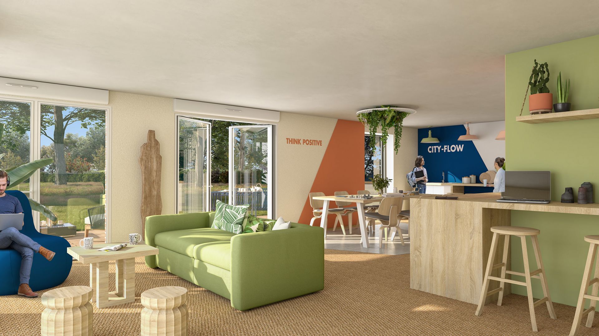 Greencity immobilier - achat appartements neufs du T1 au T1 bis - Résidence coworking - Oxford Lab - 31130 Quint-Fonsegrives