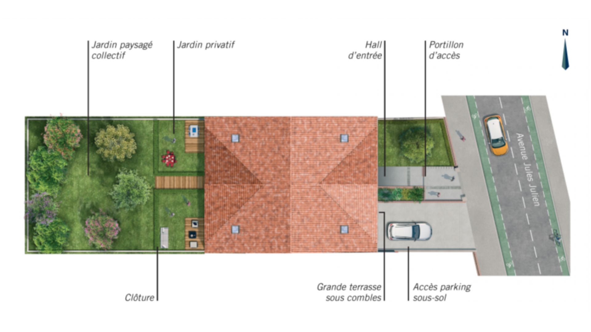 Greencity Immobilier - Résidence Les Beaux Arts - Toulouse Jules Julien - 31400 - plan de masse