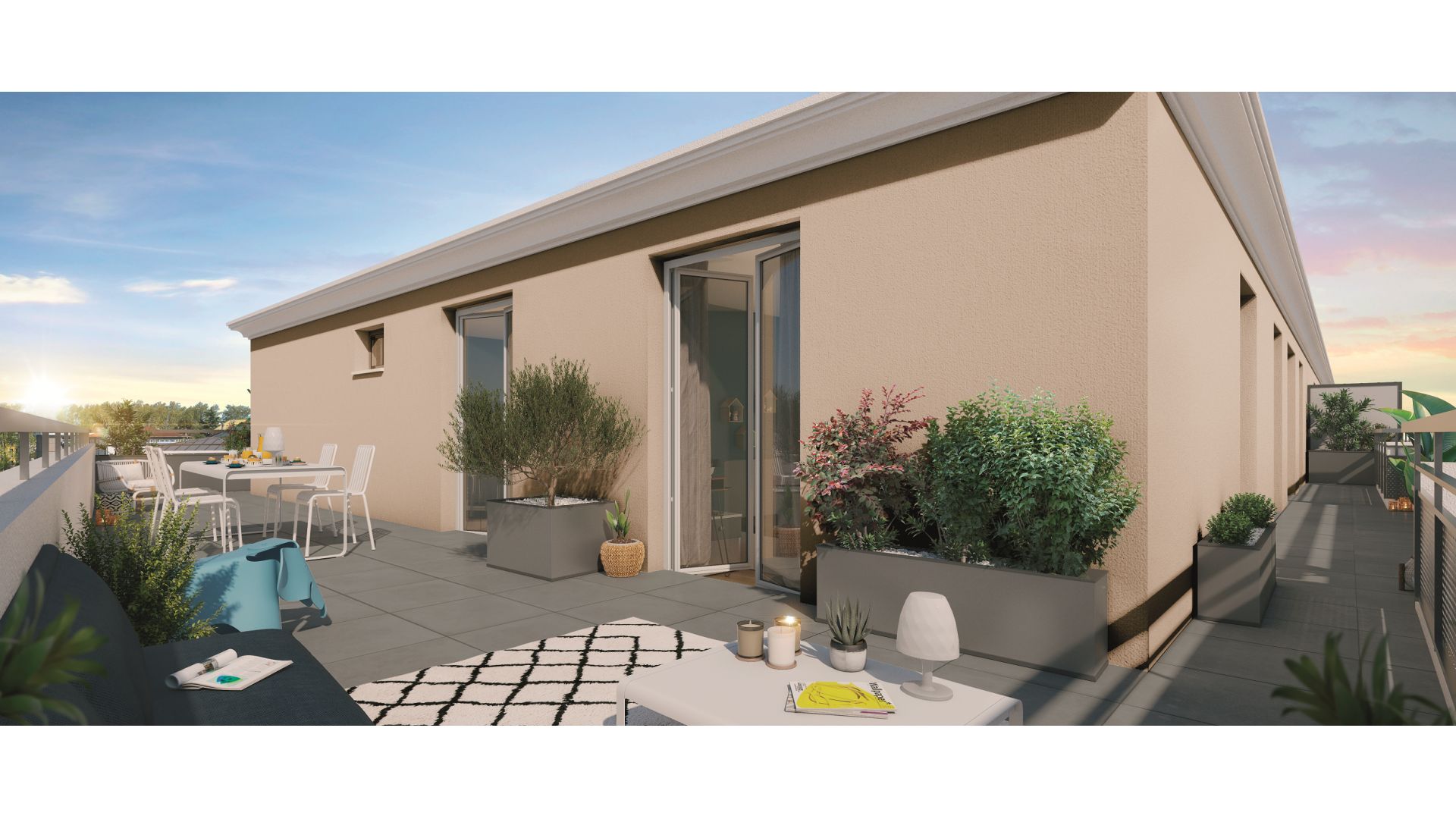 Greencity immobilier - achat appartements neufs du T1Bis au T5 - Résidence Marianne - 78680 Epone - vue terrasse