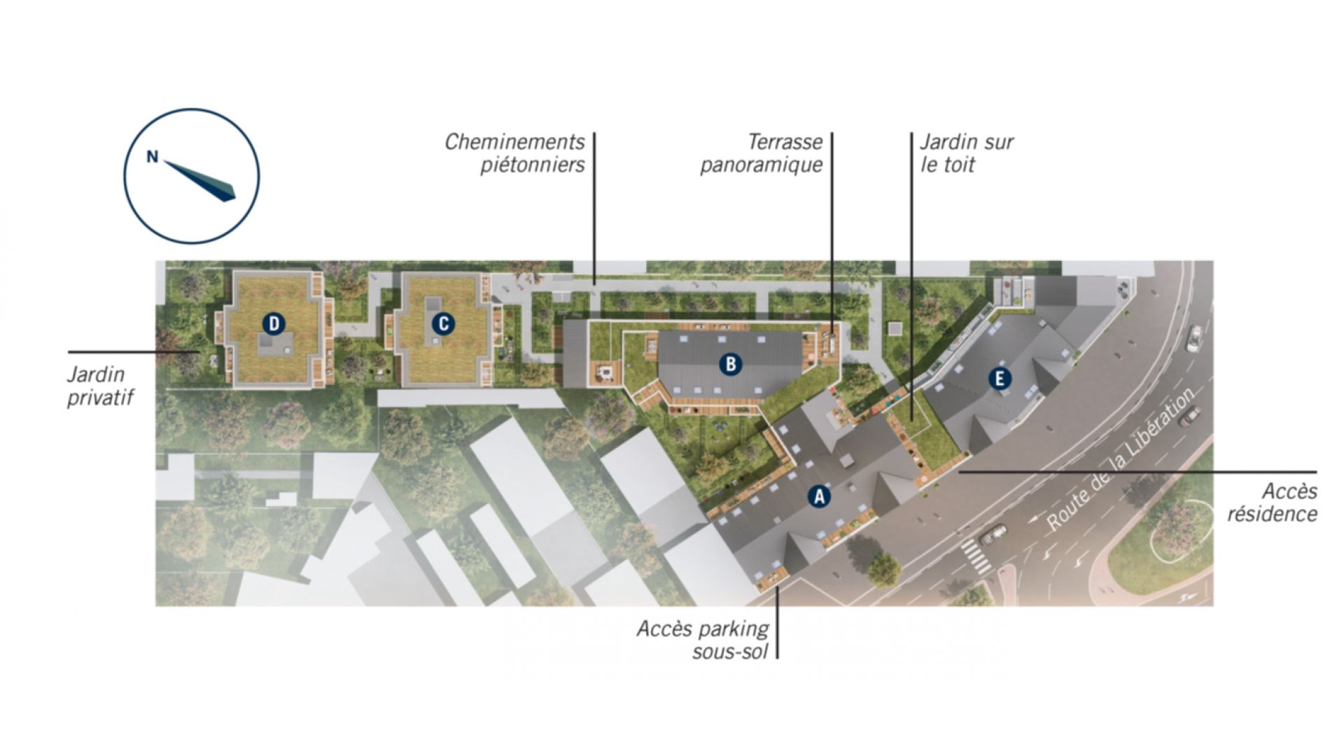 Greencity immobilier - achat appartements neufs du T1 au T4 - Résidence Opportunity - 64430 Chennevières-sur-Marne - plan de masse