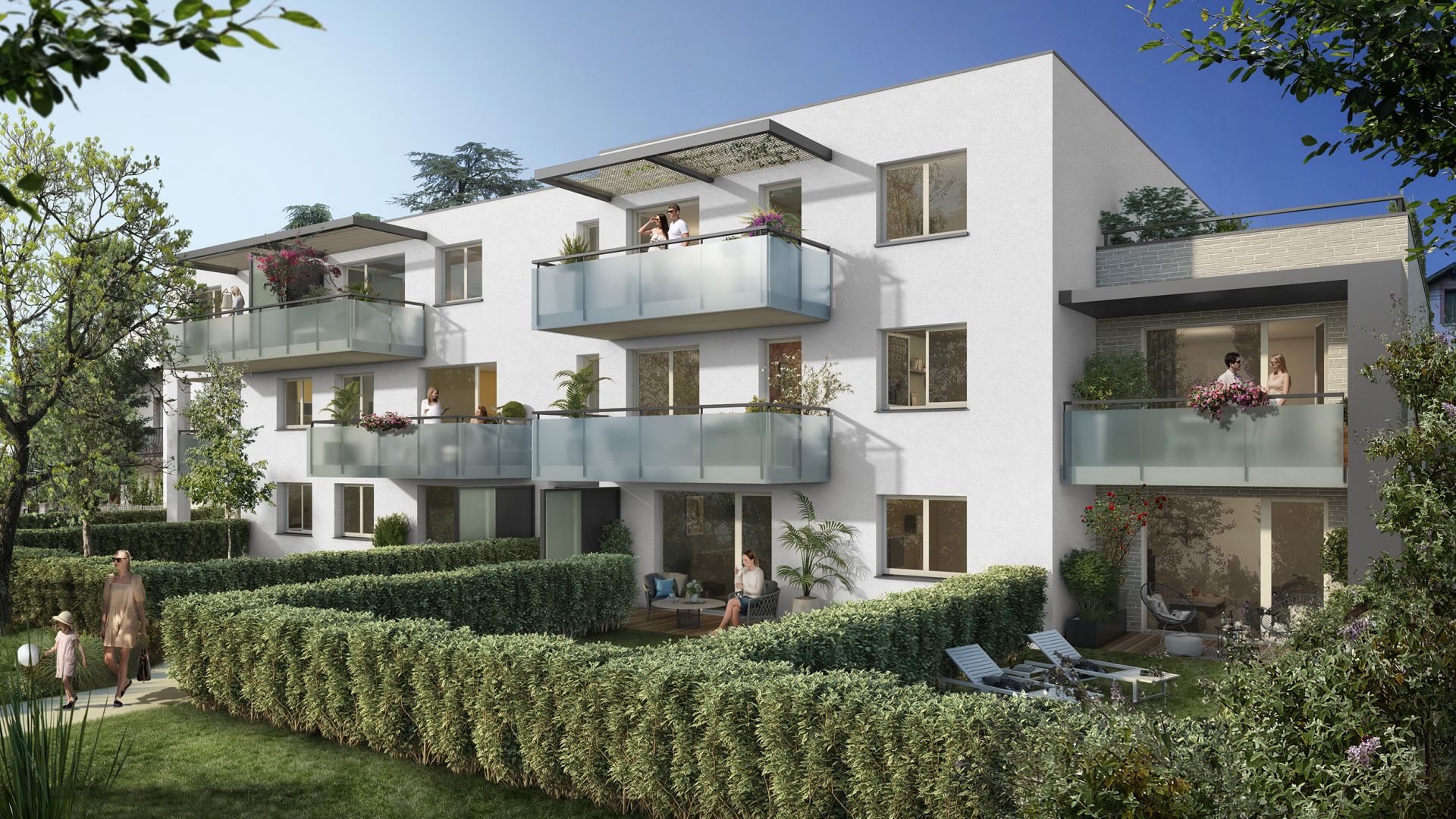 Greencity Immobilier - Résidence Sweet Garden - 31200 Toulouse Bonnefoy - appartements et villas du T2 au T4 - vue cour