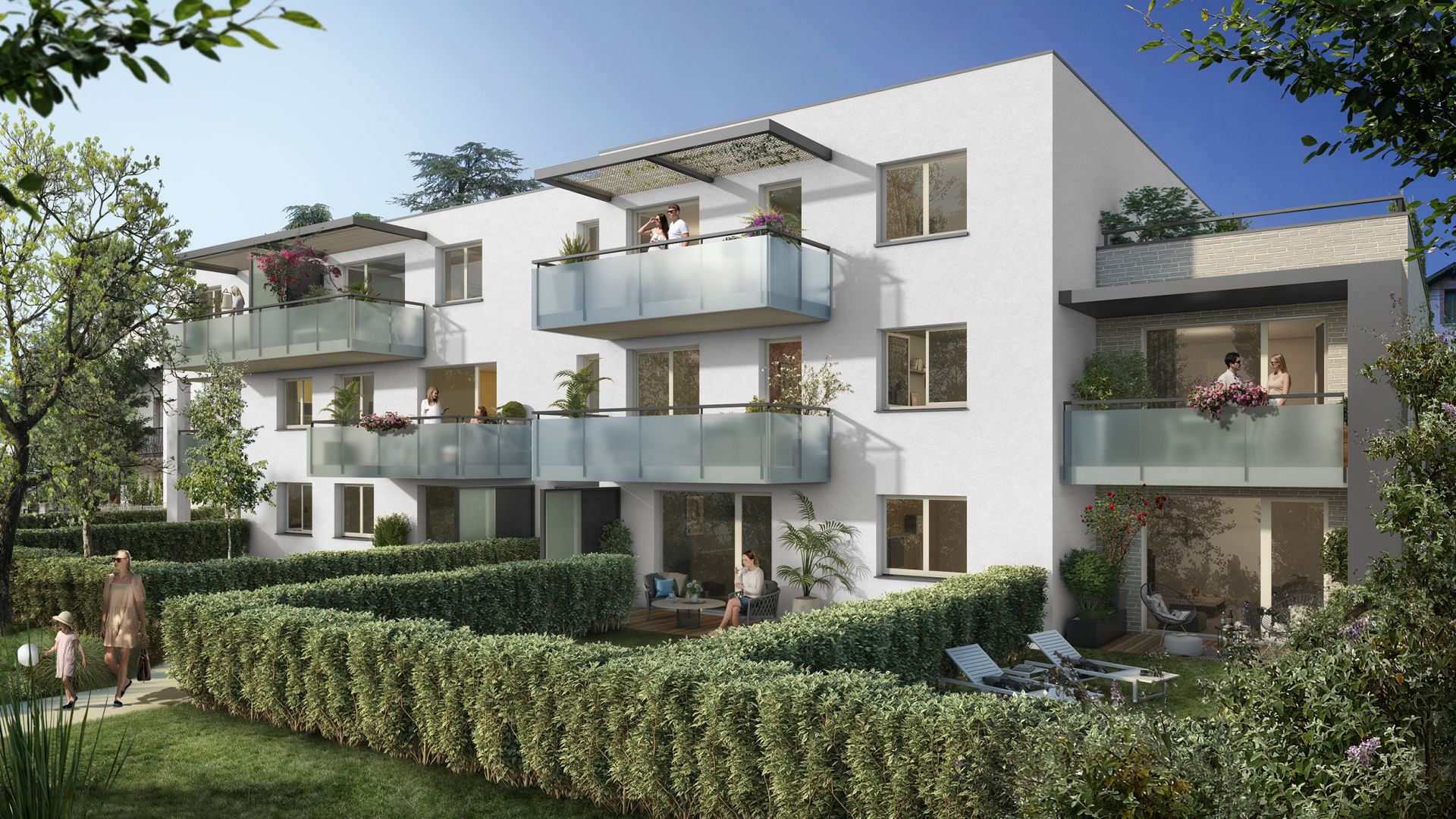 Greencity Immobilier - Résidence Sweet Garden - 31200 Toulouse Bonnefoy - appartements et villas du T2 au T4 - vue cour