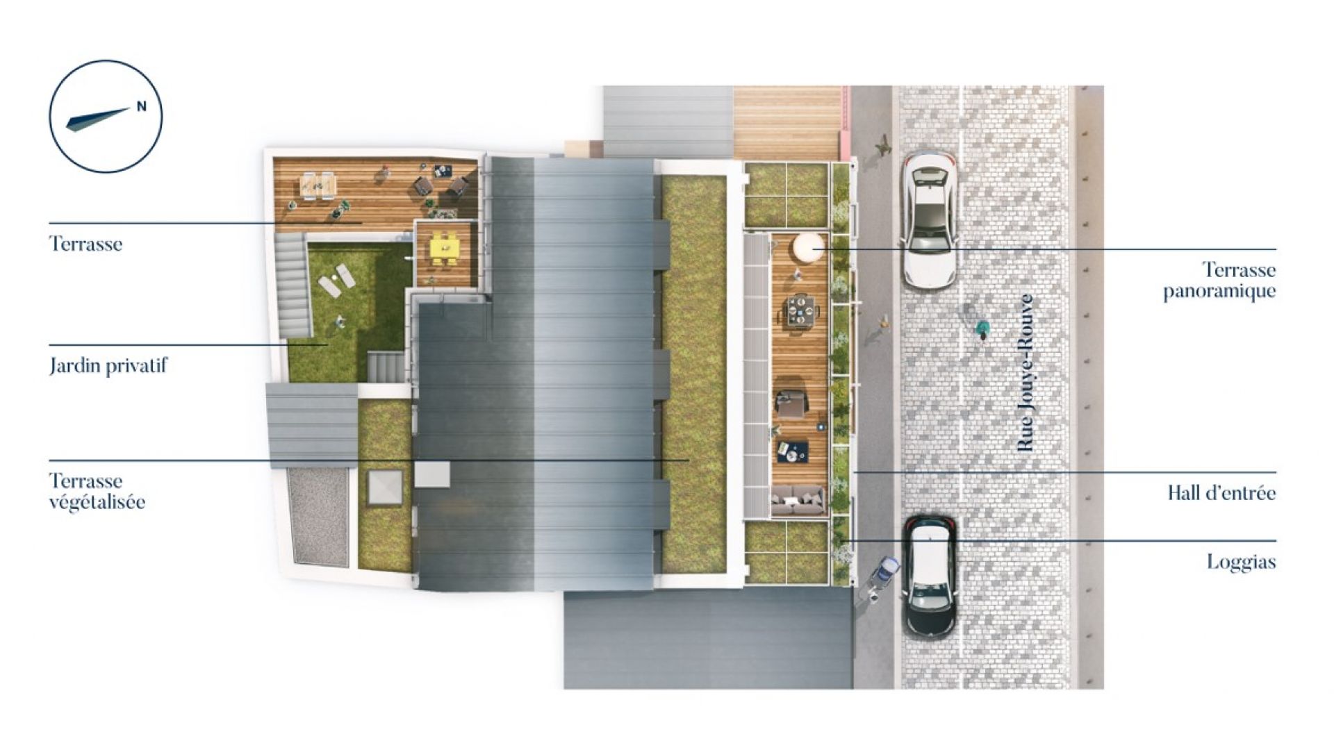 Greencity immobilier - achat appartements neufs du T2 au T5 - Résidence Villa Arty - 75020 Paris 20 - plan de masse