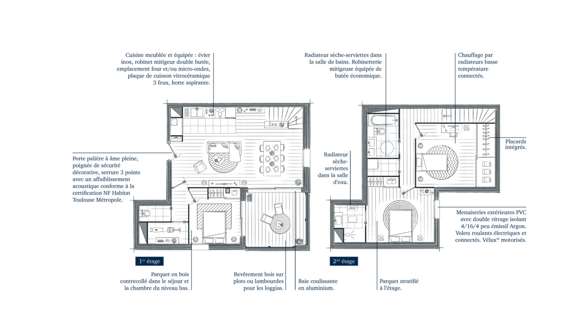 Greencity Immobilier - Résidence Villa Palacio - 31700 Blagnac - appartements neufs du T2 au T4 Duplex - plan T4 Duplex