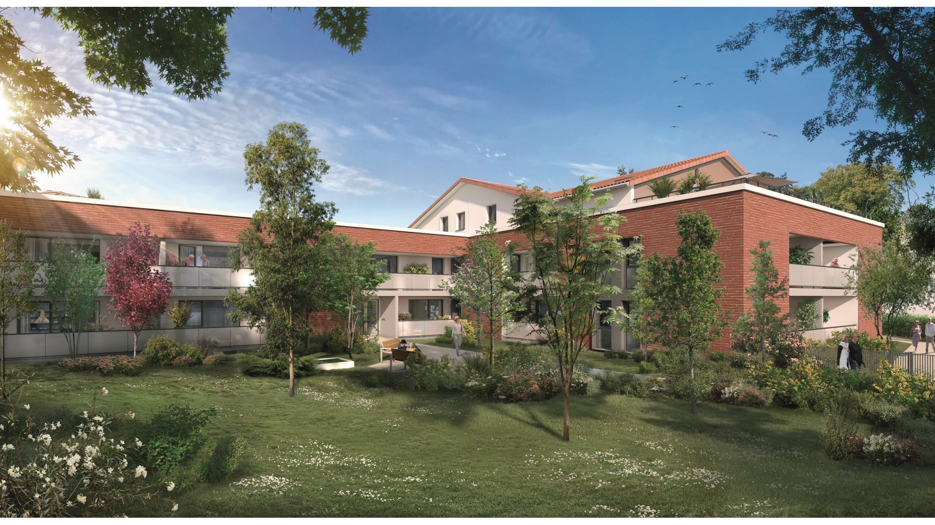 Greencity immobilier - achat appartements neufs du T2 au T4 - Résidence Séniors - VILLAGES D’OR COEUR BALMA - 31130 Balma - vue parc